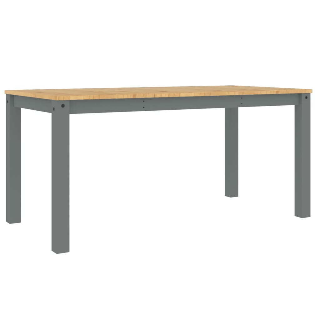 vidaXL Mesa de comedor Panama madera maciza pino 160x80x75 cm en color Blanco/Marrón/Gris | estructura resistente ideal para salón dormitorio o estudio