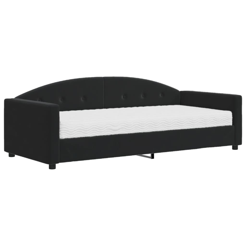 vidaXL Sofá cama con colchón terciopelo negro 90x190 cm