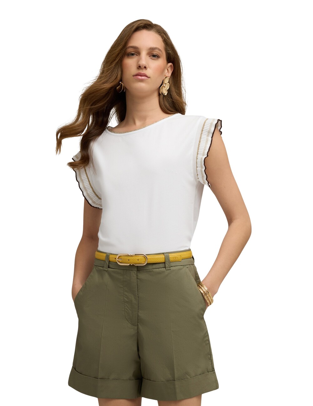 Motivi - Camiseta con mangas de volantes
