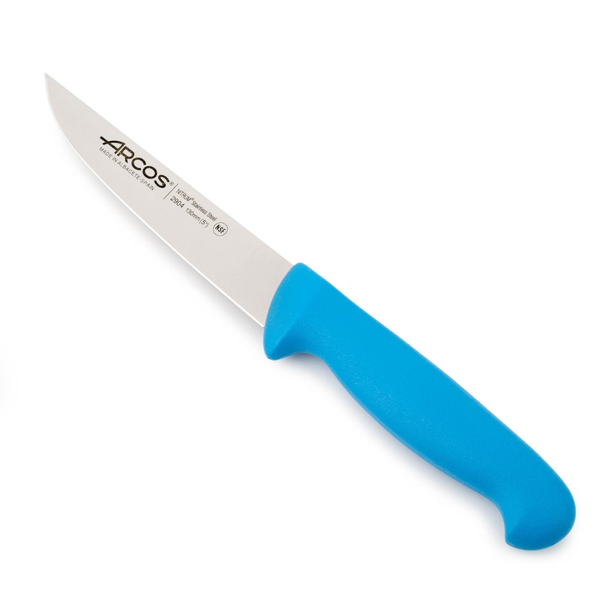 Arcos Cuchillo de Cocina Profesional - Hoja de Acero Inoxidable NITRUM 130 mm - Mayor Durabilidad y Corte Preciso - Mango Ergonómico Polipropileno Azul - Serie 2900