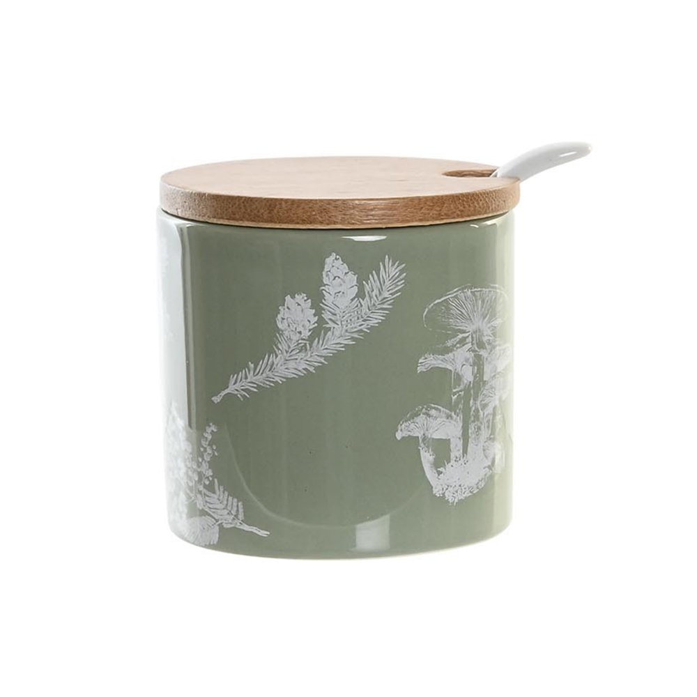 Azucarero de Cerámica con Tapa de Madera - Plushome