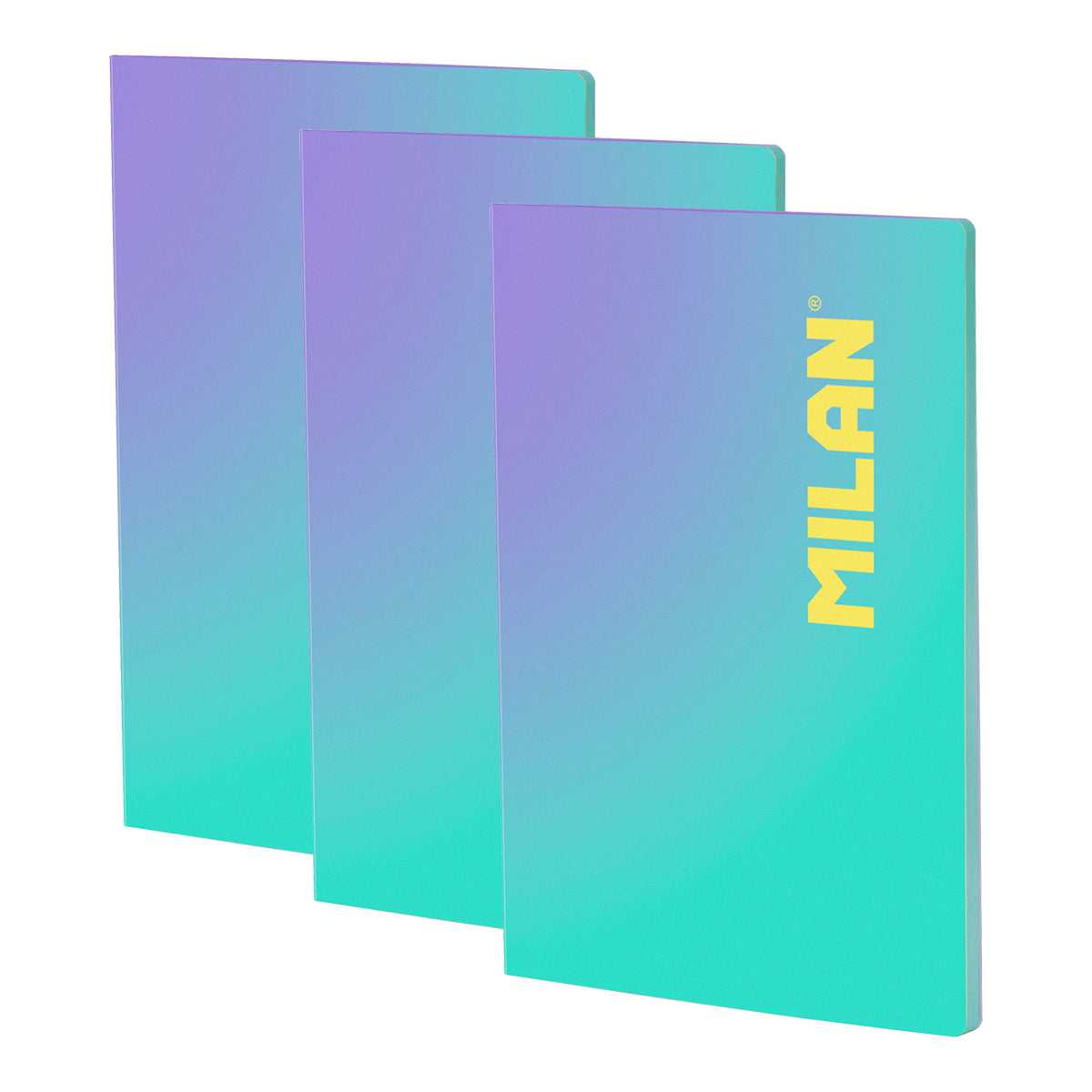 MILAN Sunset - Pack 3 Libretas A4 Encoladas. Papel Pautado 48 Hojas 95gr Turquesa