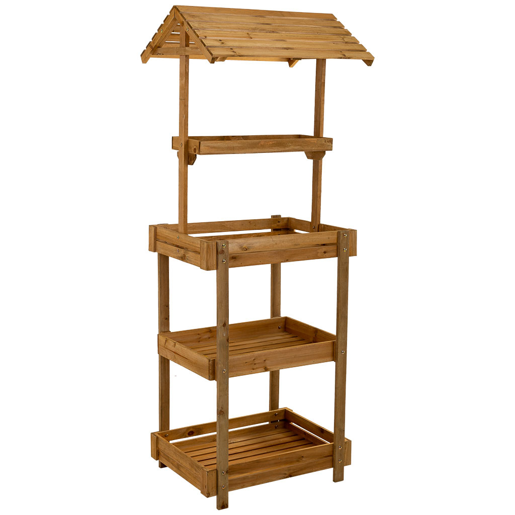 Wonderlust Deco - Estantería expositor de madera de 4 bandejas 62.5x50x165h cm Marrón 62.5x50x165h cm
