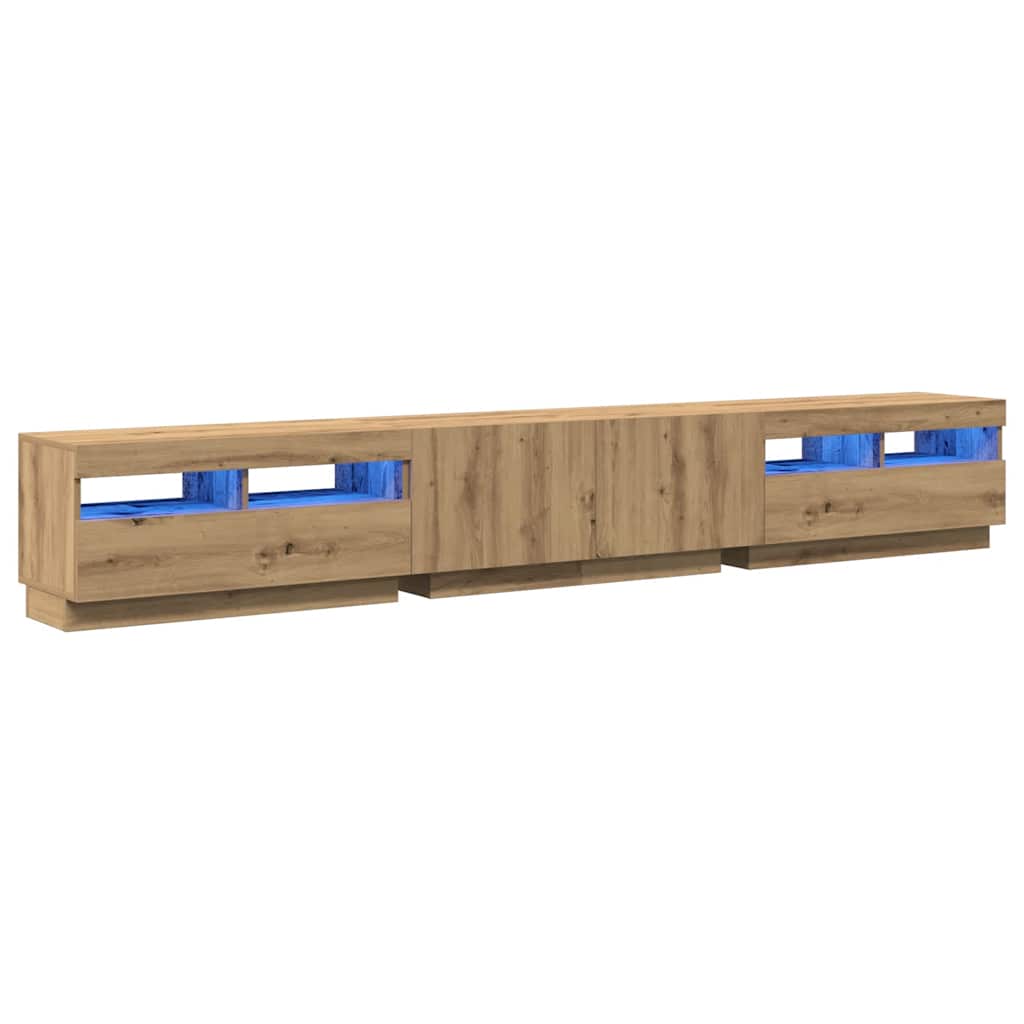 vidaXL Mueble de TV luces LED madera roble artisan 260x35x40 cm