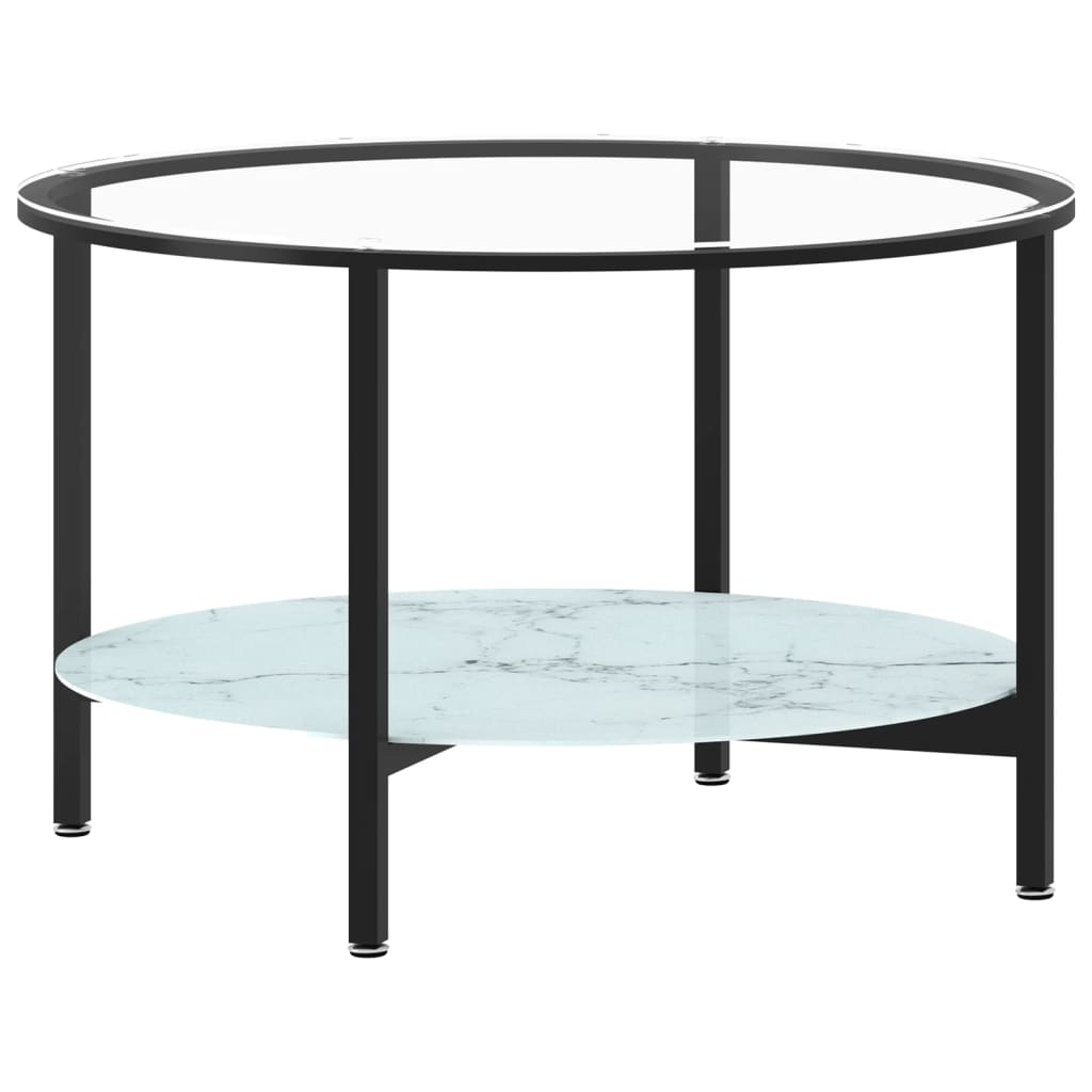 Vidaxl Mesa de Centro Vidrio Templado y Mármol 70 Cm Transparente