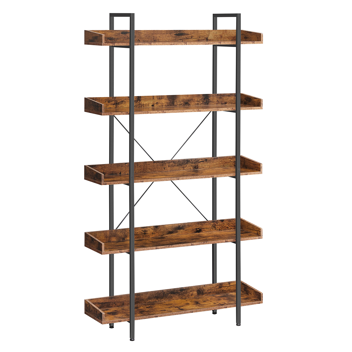 VASAGLE Estantería, estantería de 5 Pisos, espaciosos estantes de Almacenamiento, fácil Montaje, Sala de Estar, Dormitorio, Oficina en casa, Industrial, rústico marrón y Negro