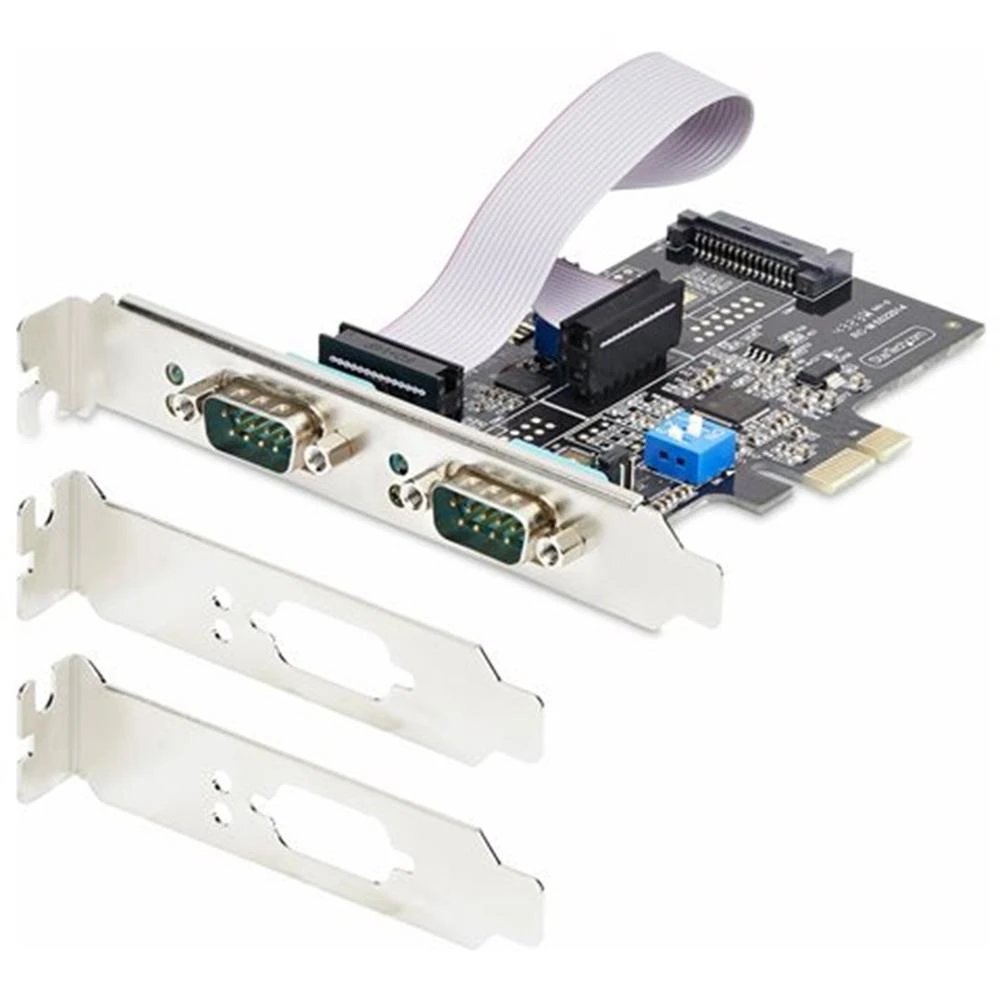 StarTech - Tarjeta de red PCI Express 2S232422485-PC-CARD con 2 puertos RS-232/422/485, 921.6 kbps, UART avanzado y buffer FIFO de 256 bytes para entornos industriales