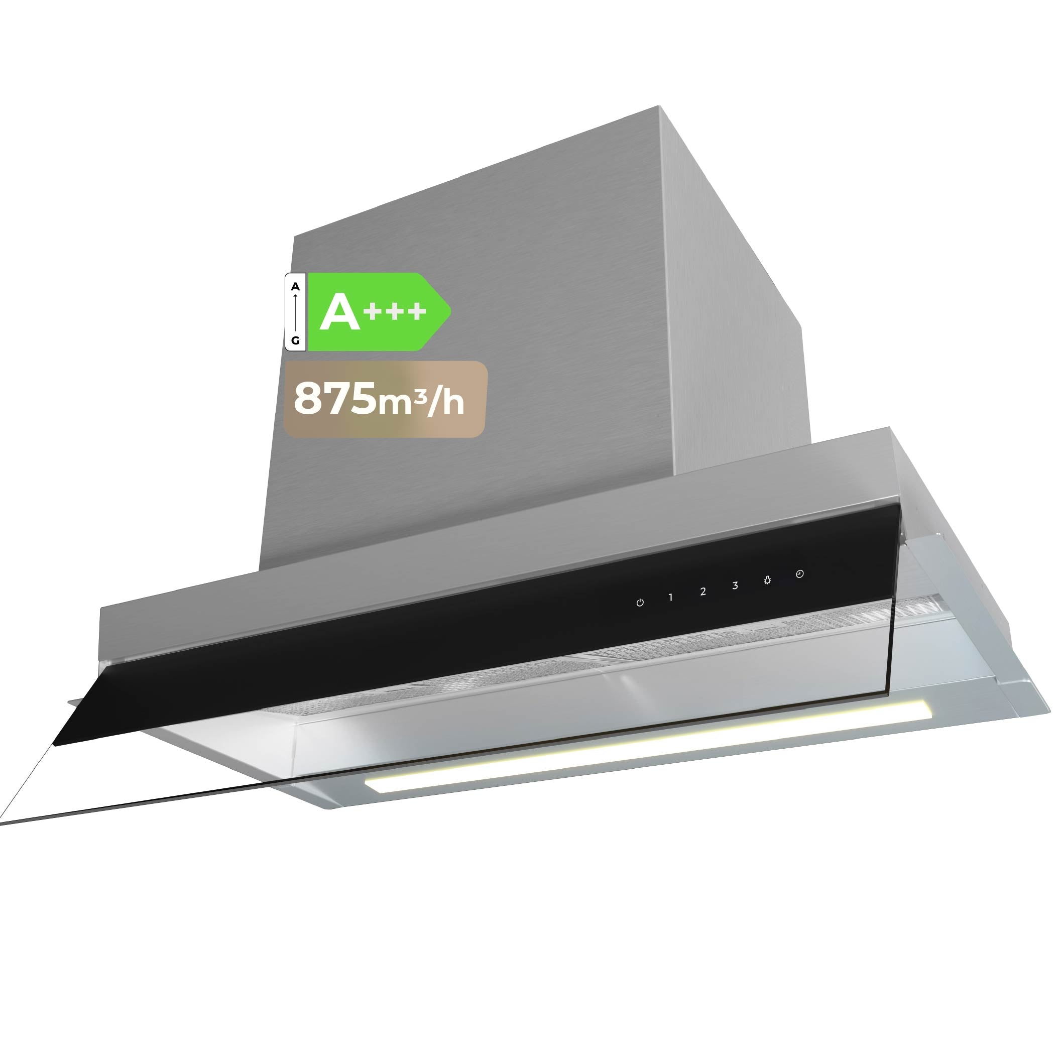 EVVO - Campana extractora CEi56 Inox 60 cm integrable con sistema dual de filtrado, potencia 875 m³/h, función Boost, temporizador automático, acabado inoxidable