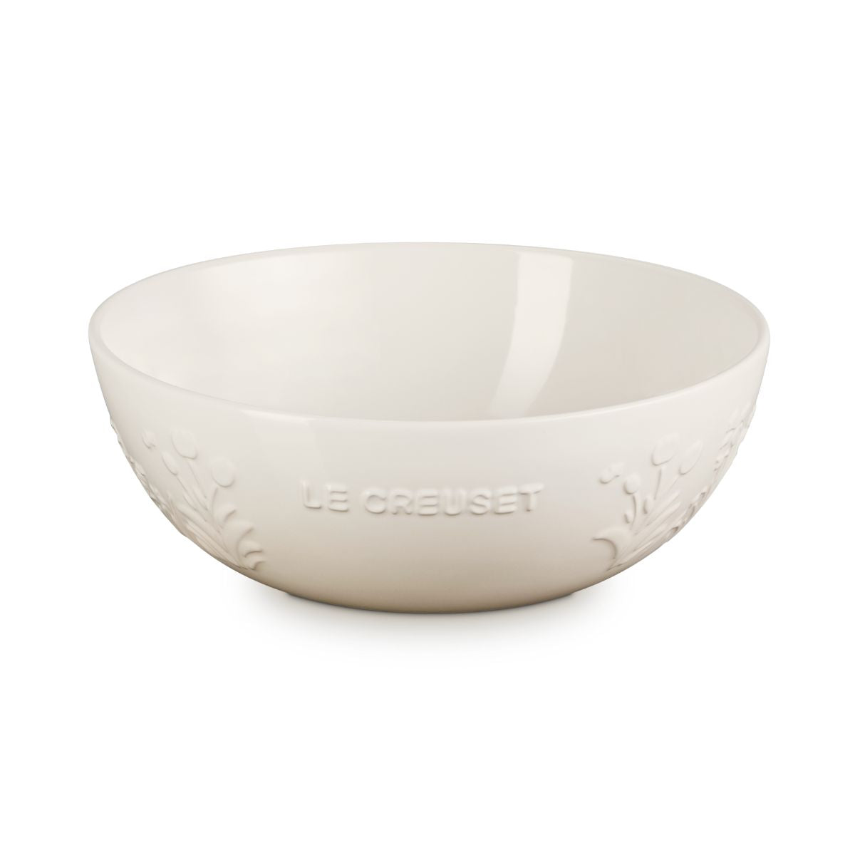 Bol Cerámico Jardín de Le Creuset 25 cm, 3,6 L, Diseño Floral en Relieve, Apto para Horno, Microondas y Lavavajillas