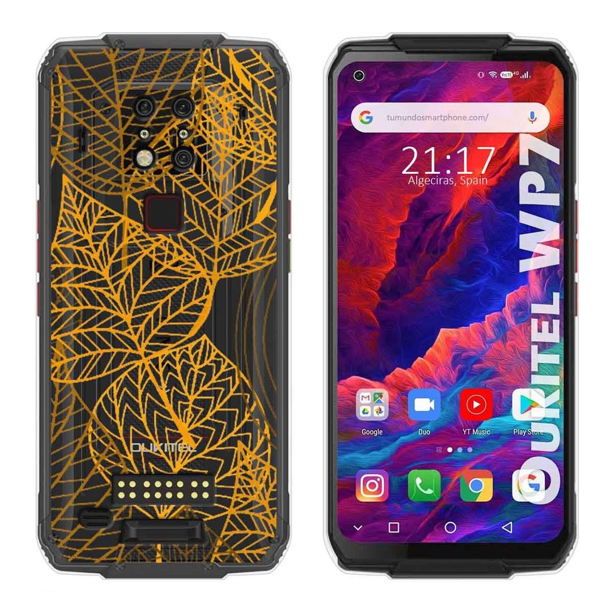 Tumundosmartphone Funda Gel Transparente para Oukitel Wp7 diseño Hojas Dibujos
