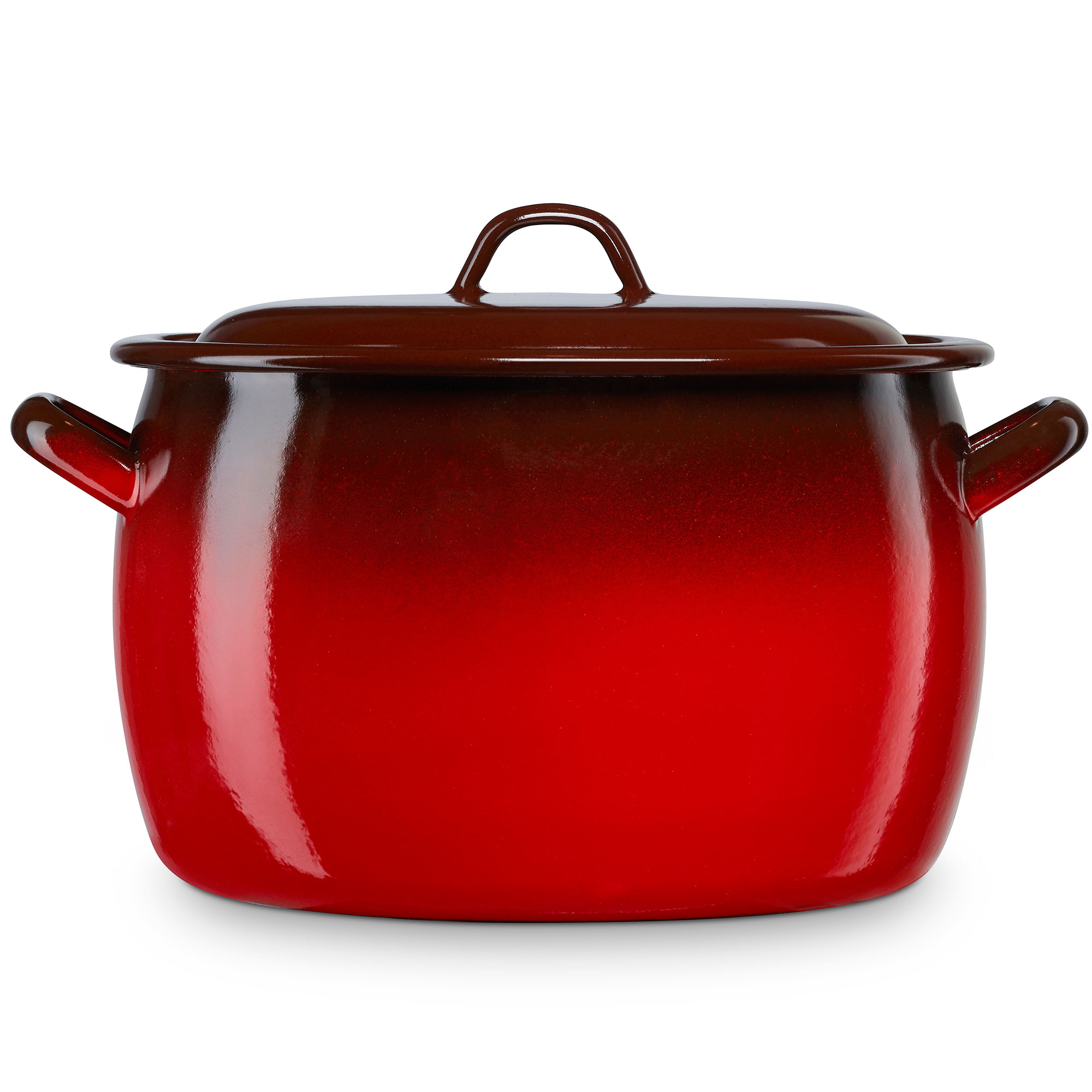 Briebe Ignea Olla Abombada Cocina Inducción 30cm, Cazuela 15 L Tapa Acero Esmaltado, Fuego, Horno Vintage, , Rojo