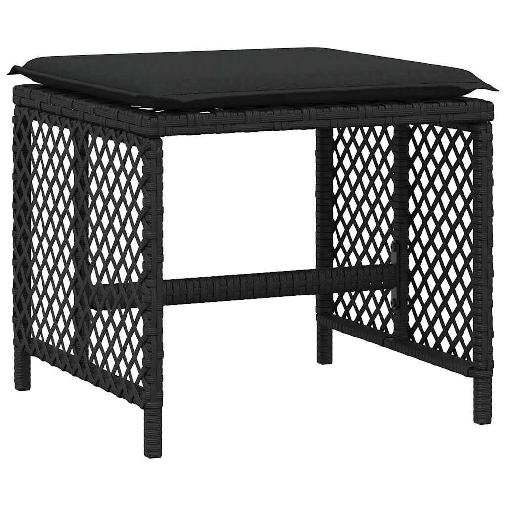 vidaXL Taburetes de jardín con cojines 4 uds ratán PE 41x41x36cm