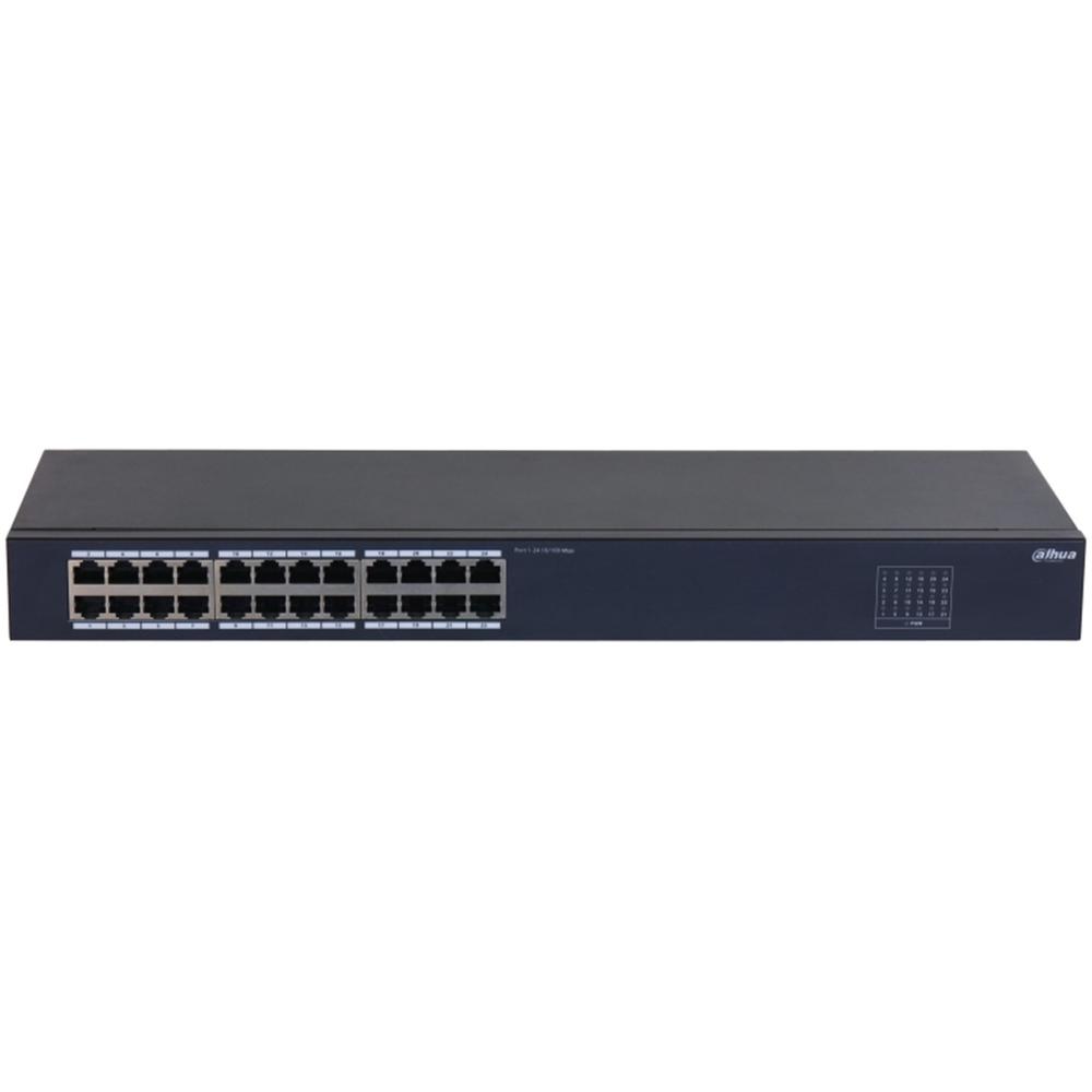 HUB Switch puertos 24 puertos RJ-45 Ethernet (Fast Ethernet 10/100) DAHUA DH-SF1024 | Fast Ethernet (10/100), 24 puertos cobre, Negro