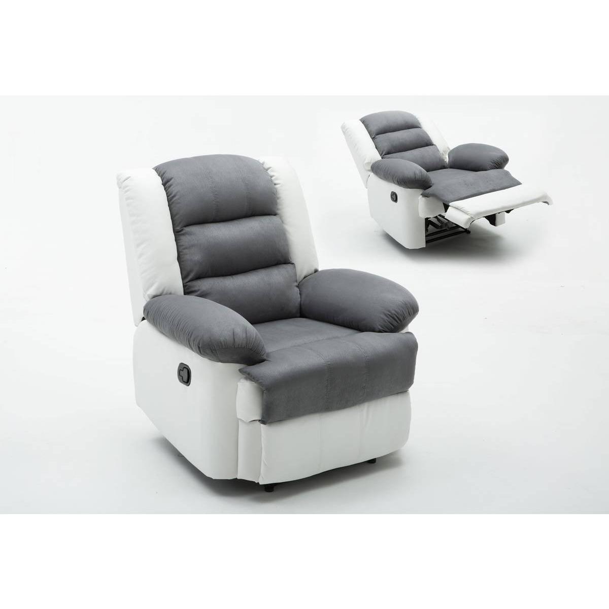 Habitat y Jardin - Sillón relax "Buckingham" - Blanco / Gris claro