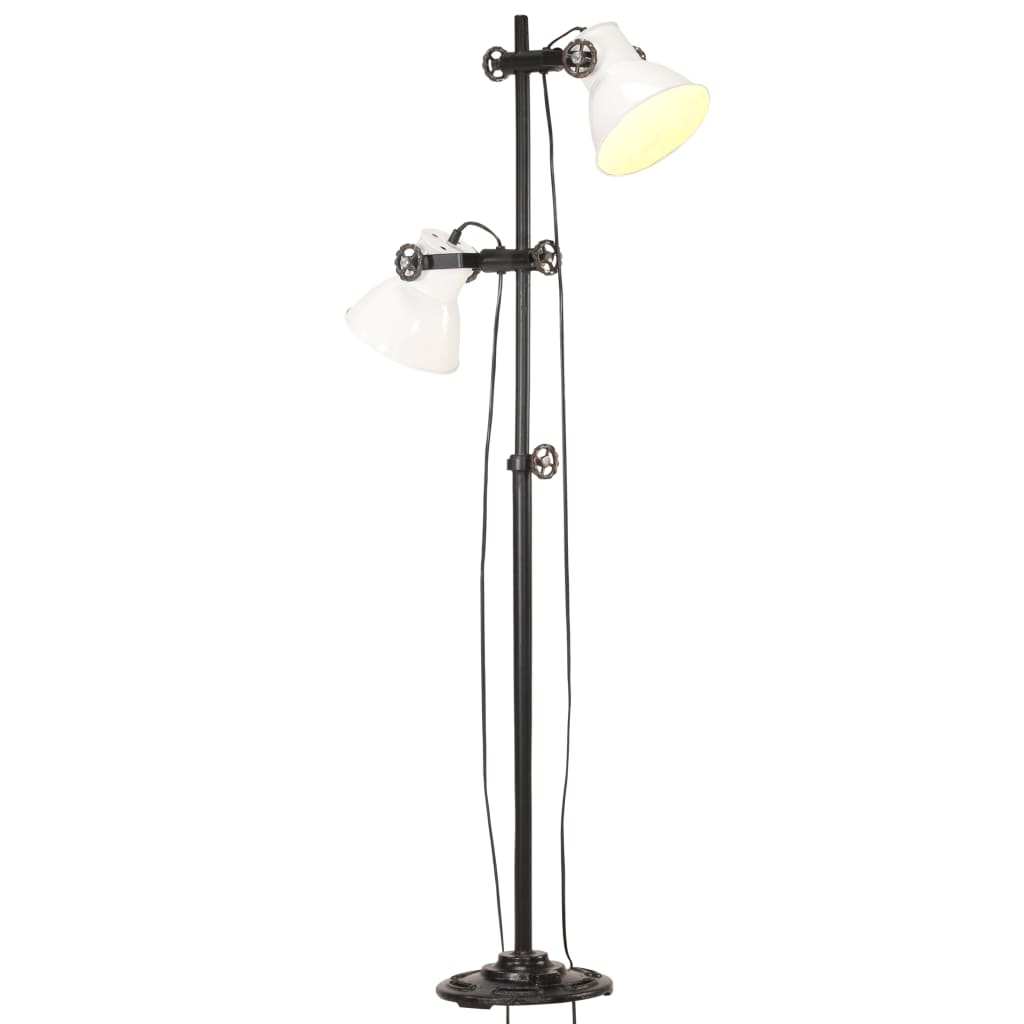 vidaXL Lámpara de Pie 2 Pantalla Hierro Fundido E27 Suelo Iluminación Color Multicolor,  Negro,  Blanco y mas