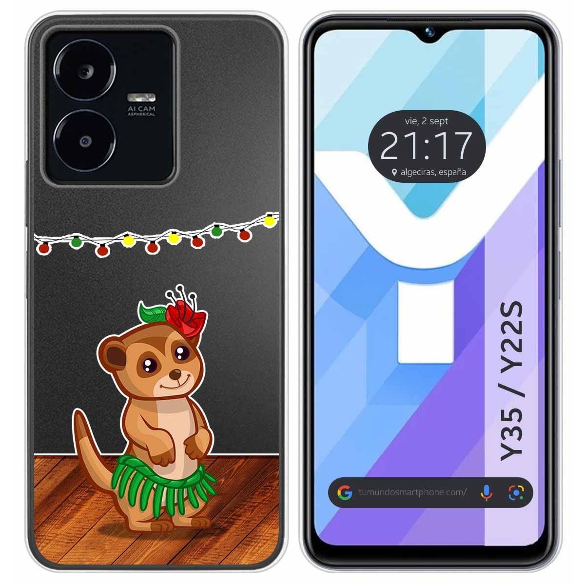 Funda Silicona Transparente para Vivo Y35 / Y22s diseño Suricata Dibujos