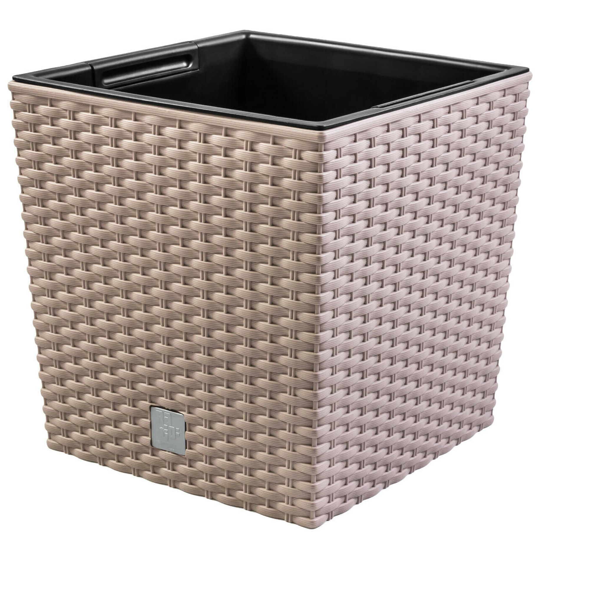 Maceta Prosperplast Rato Quadro Bajo 10L con Cubilete para Plantar en Color Mocca