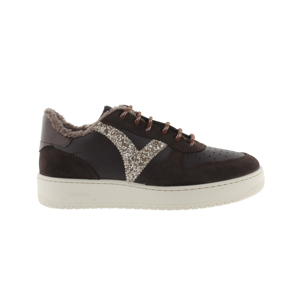 Victoria Madrid Zapatillas de efecto piel con piezas de serraje y logotipo de glitter 1258281