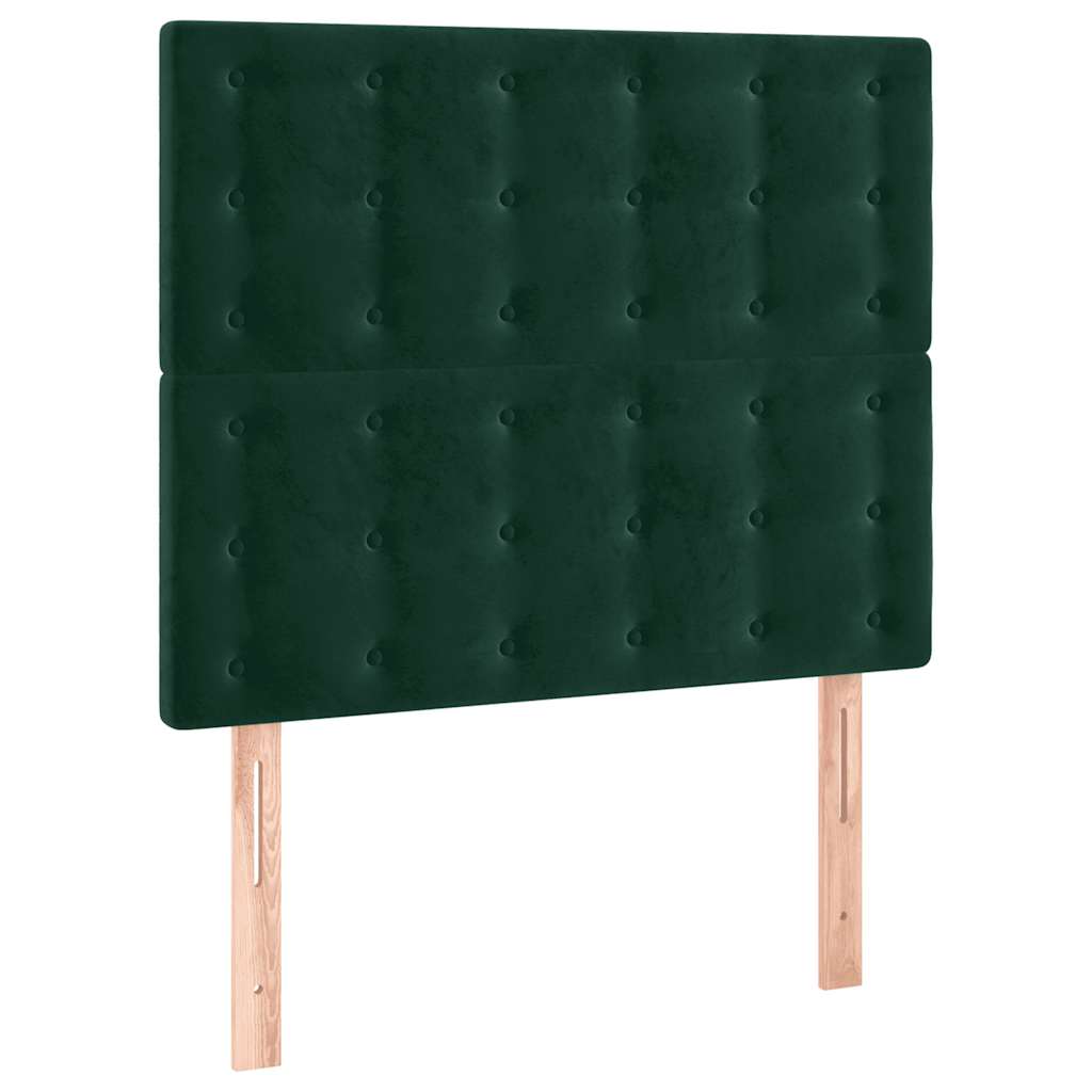 vidaXL Cabecero con luces LED terciopelo verde oscuro 90x5x118/128 cm