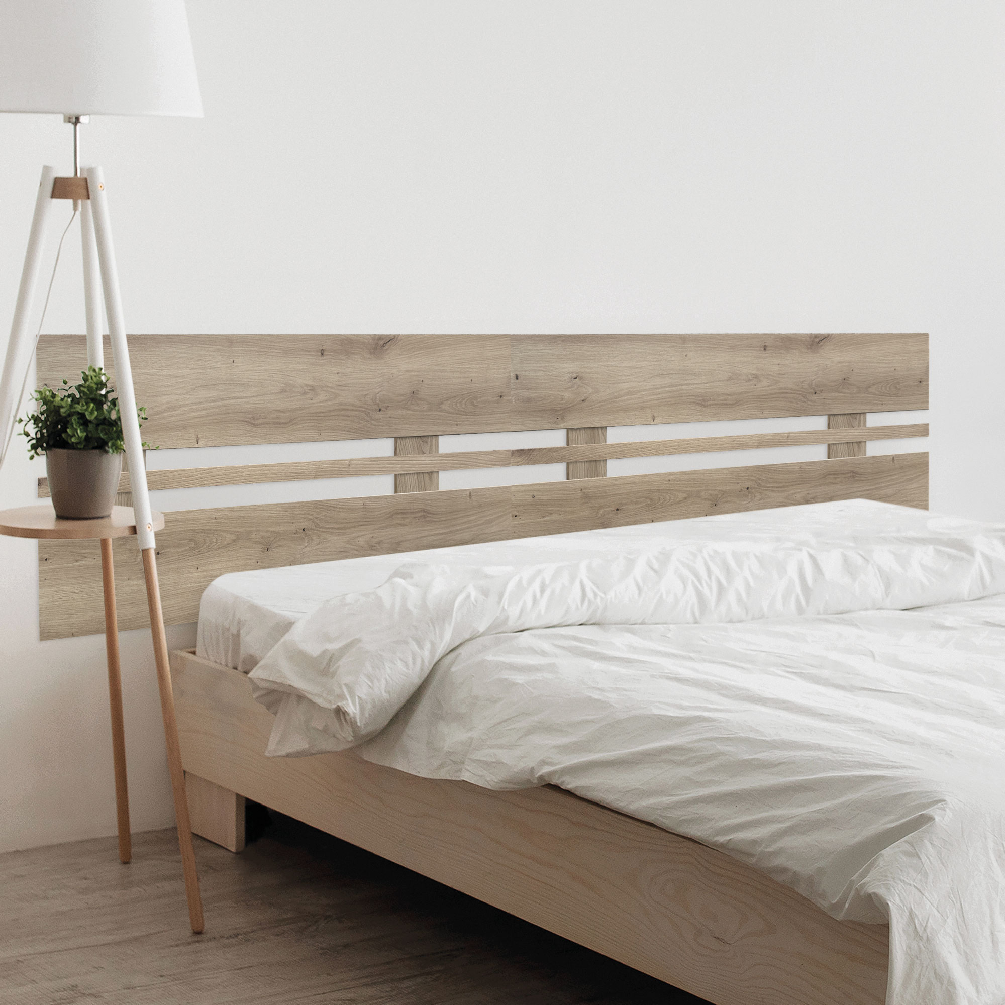 DHOME Cabecero de Madera reciclada DM Horizontal Ancho DUAL Cama Palets Herrajes incluidos