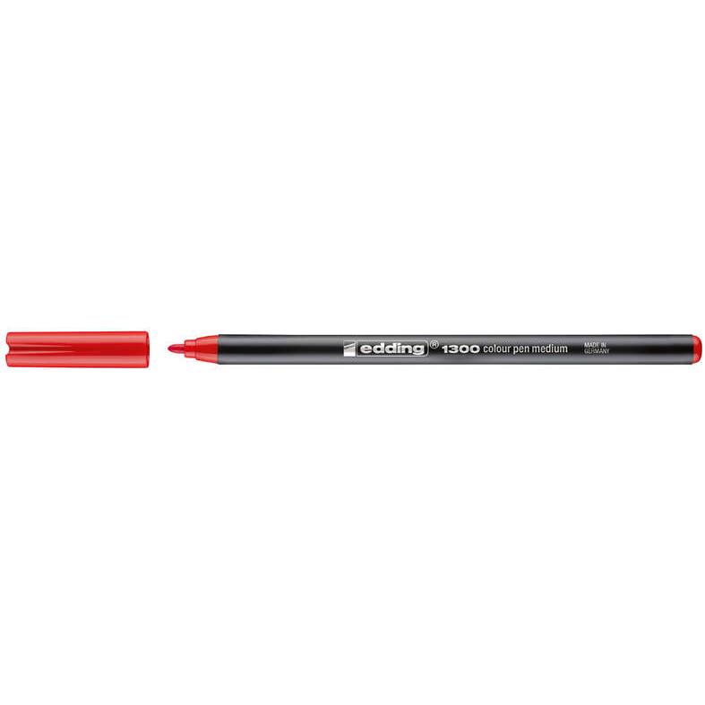 Edding 1300 rotulador - punta redonda - trazo 2 mm. - tinta con base de agua - color rojo (10 uds)