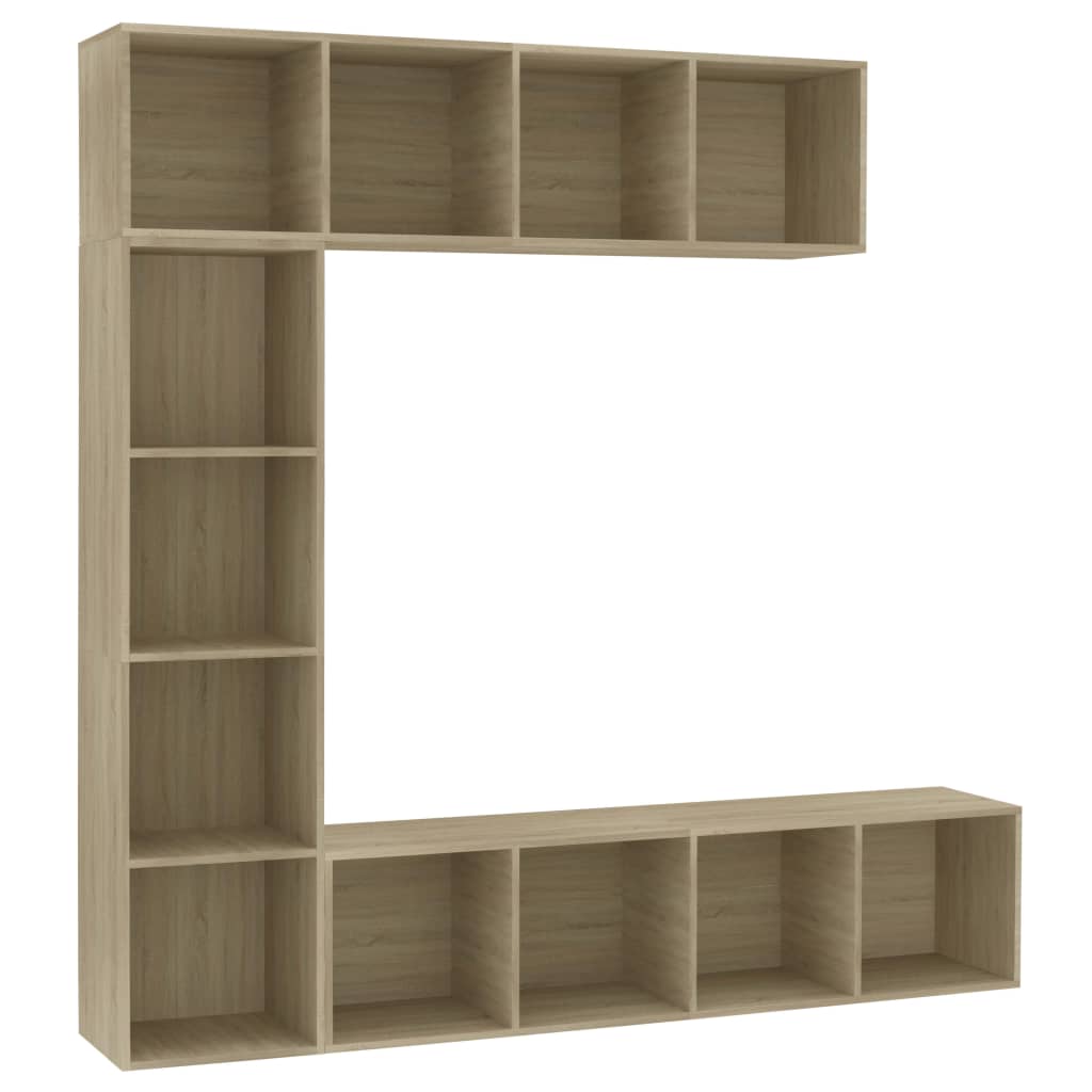 Vidaxl Mueble de TV y Librería 3 Piezas 180x30x180 Cm Blanco