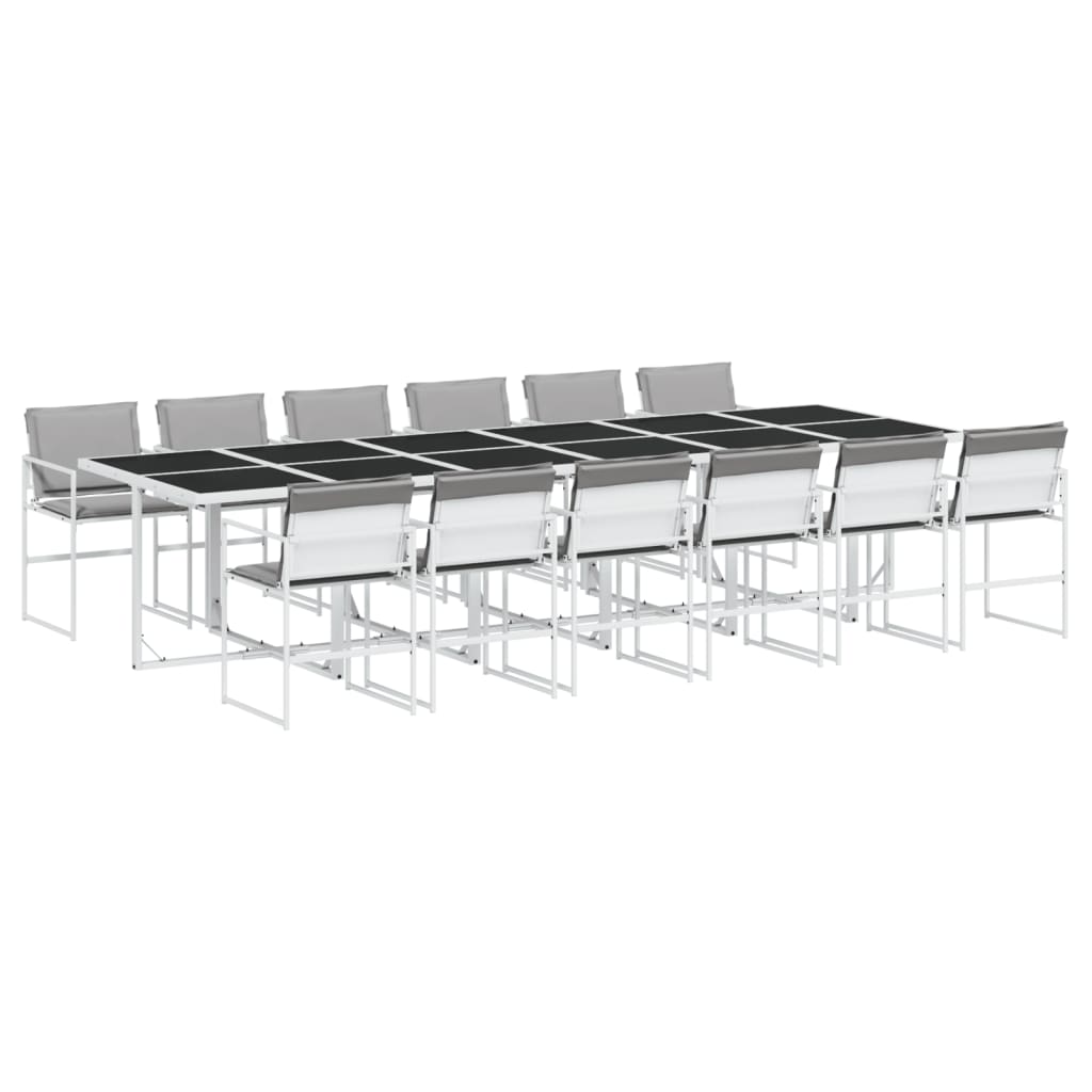 vidaXL Juego de comedor de jardín 13 pzas con cojines textilene blanco