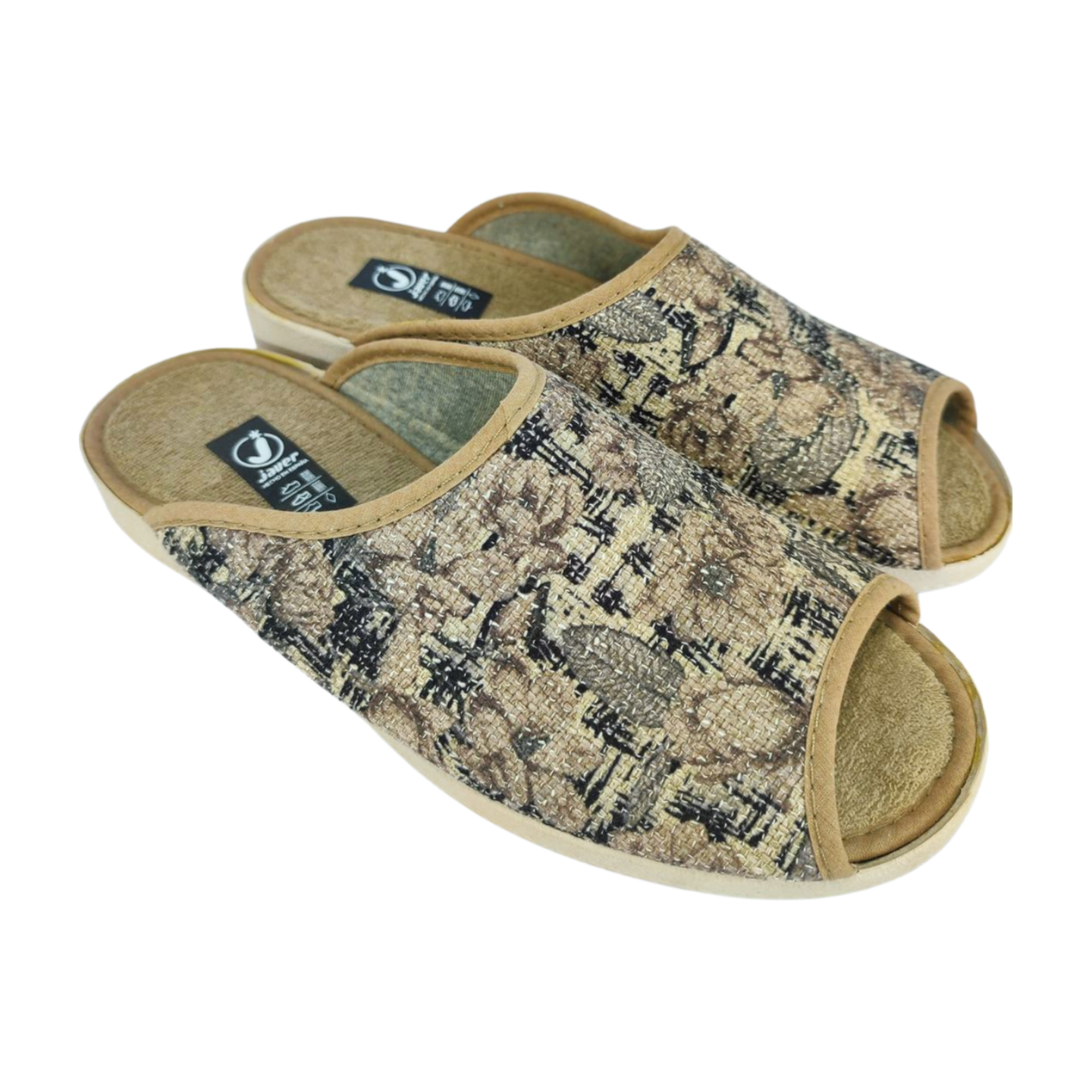 Zapatillas de Casa  Mujer de verano con Puntera abierta, Planta de Algodón 100%, Suela Antideslizante. Marca Flossy/Javer.