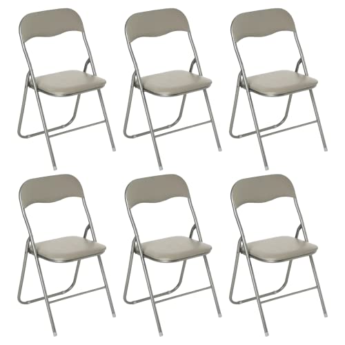 TIENDA EURASIA® Silla Plegable de Aluminio con Respaldo y Asiento Acolchado en PVC Ideal para Cocina, Comedor, Salón, Dormitorio Medidas: 78x43,5x46 cm (Pack 6 Unidades)