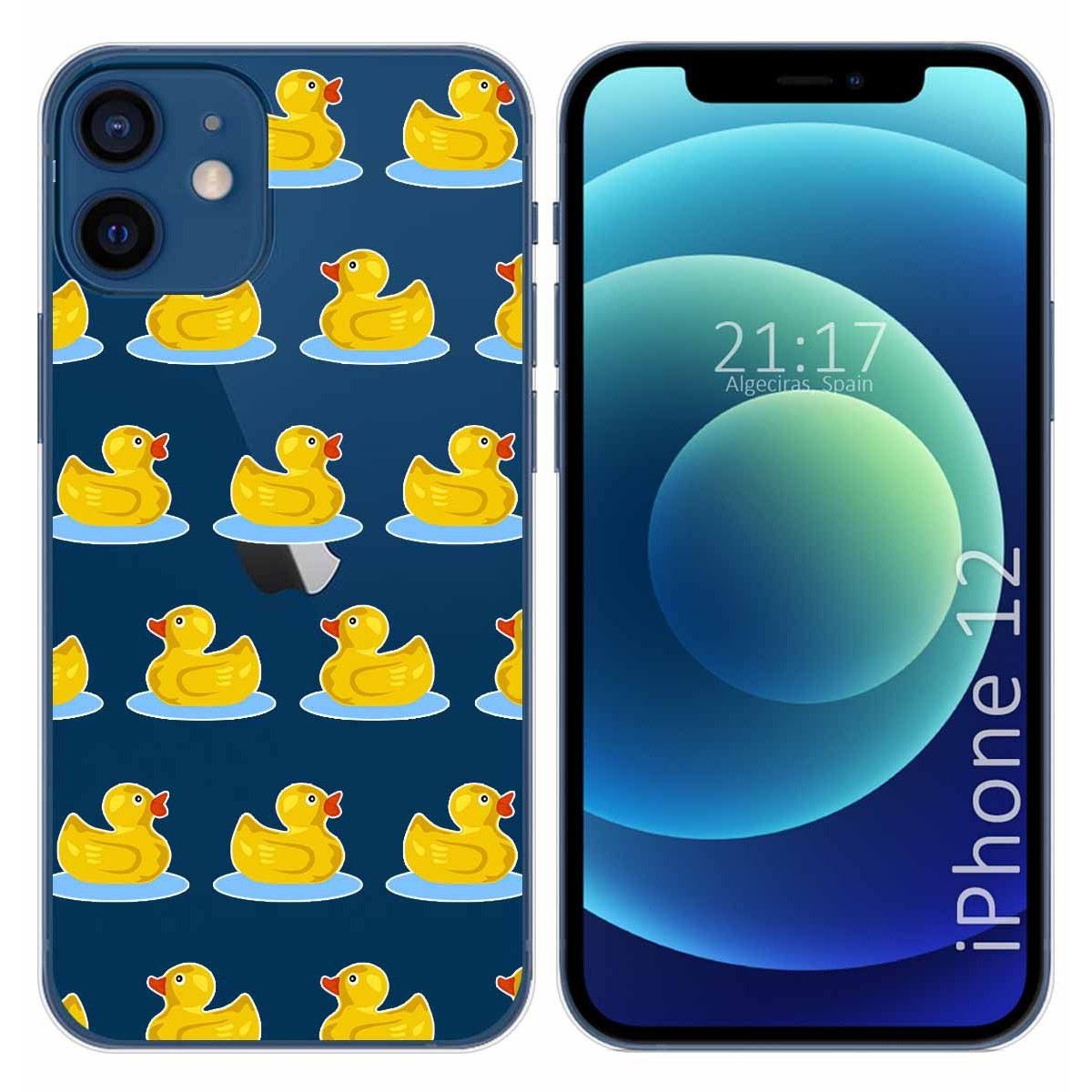 Tumundosmartphone Funda Gel Transparente para Iphone 12 / 12 Pro (6.1) diseño Pato Dibujos