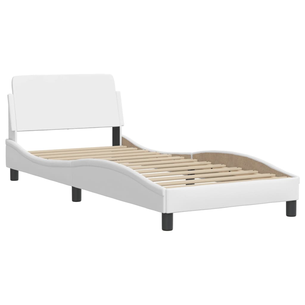 vidaXL Estructura de cama Dover cuero sintético blanco 90x190 cm