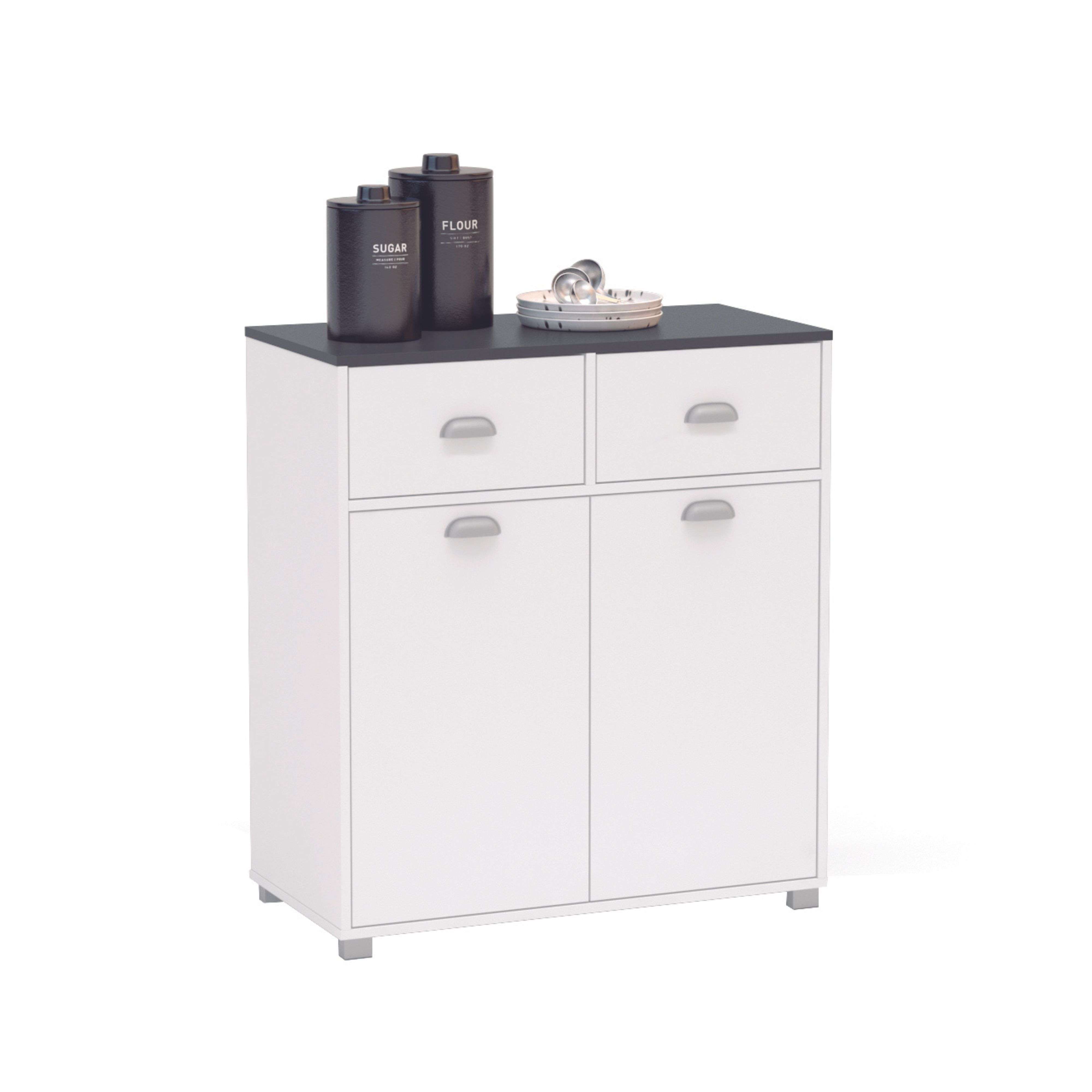 Miroytengo Buffet Bajo Asfeld Blanco 2 Puertas 2 Cajones Cocina Almacenaje Estilo Moderno Mueble 90x80x40 cm