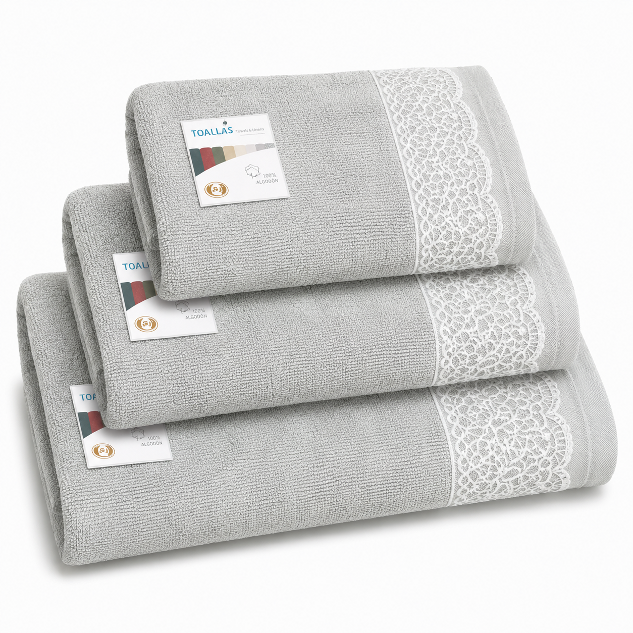 Juego de 3 Toallas de Baño 100% Algodón, Alta Absorción y Secado Rápido, Toallas Suaves para Baño, Lavabo y Manos (100x150, 50x100 y 30x50 cm), 10 Colores Disponibles