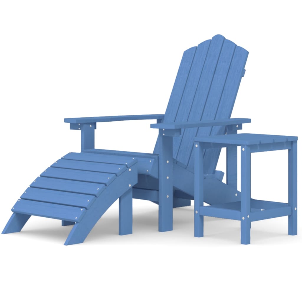 vidaXL Silla de jardín Adirondack con reposapiésmesa HDPE