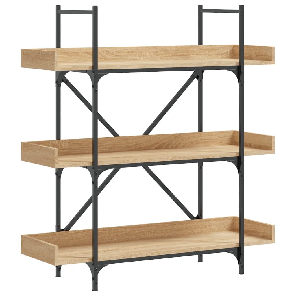Librería Vidaxl 3 Estantes Madera Ingeniería Roble 100x33x108,5 Cm