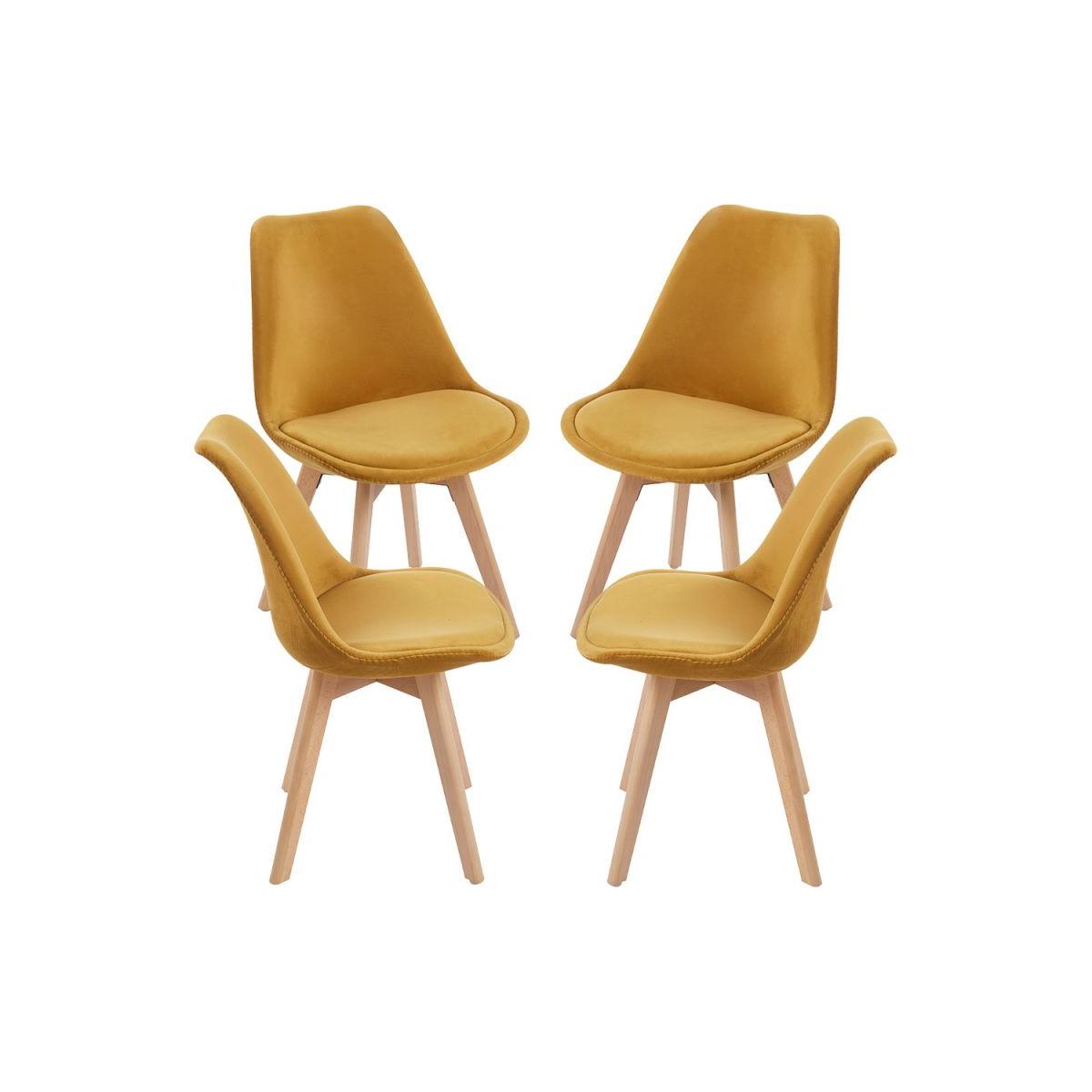 Regalos Miguel - Packs Sillas Comedor - Pack 4 Sillas Synk Terciopelo - Mostaza