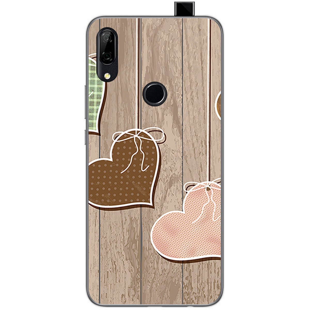 Tumundosmartphone Funda Gel Tpu para Huawei P Smart Z diseño Corazones Madera Dibujos