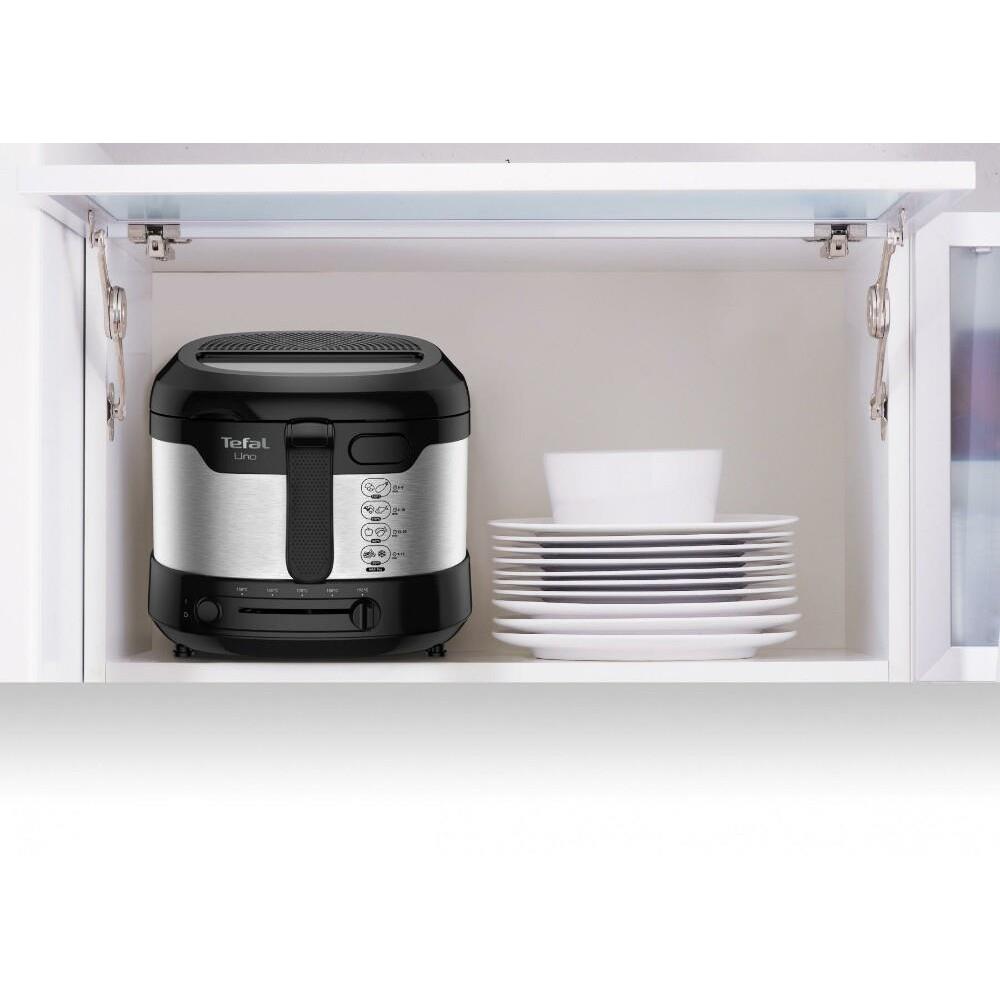 Tefal FF215D Uno M Freidora, Acero Inoxidable, Edelstahl/Schwarz