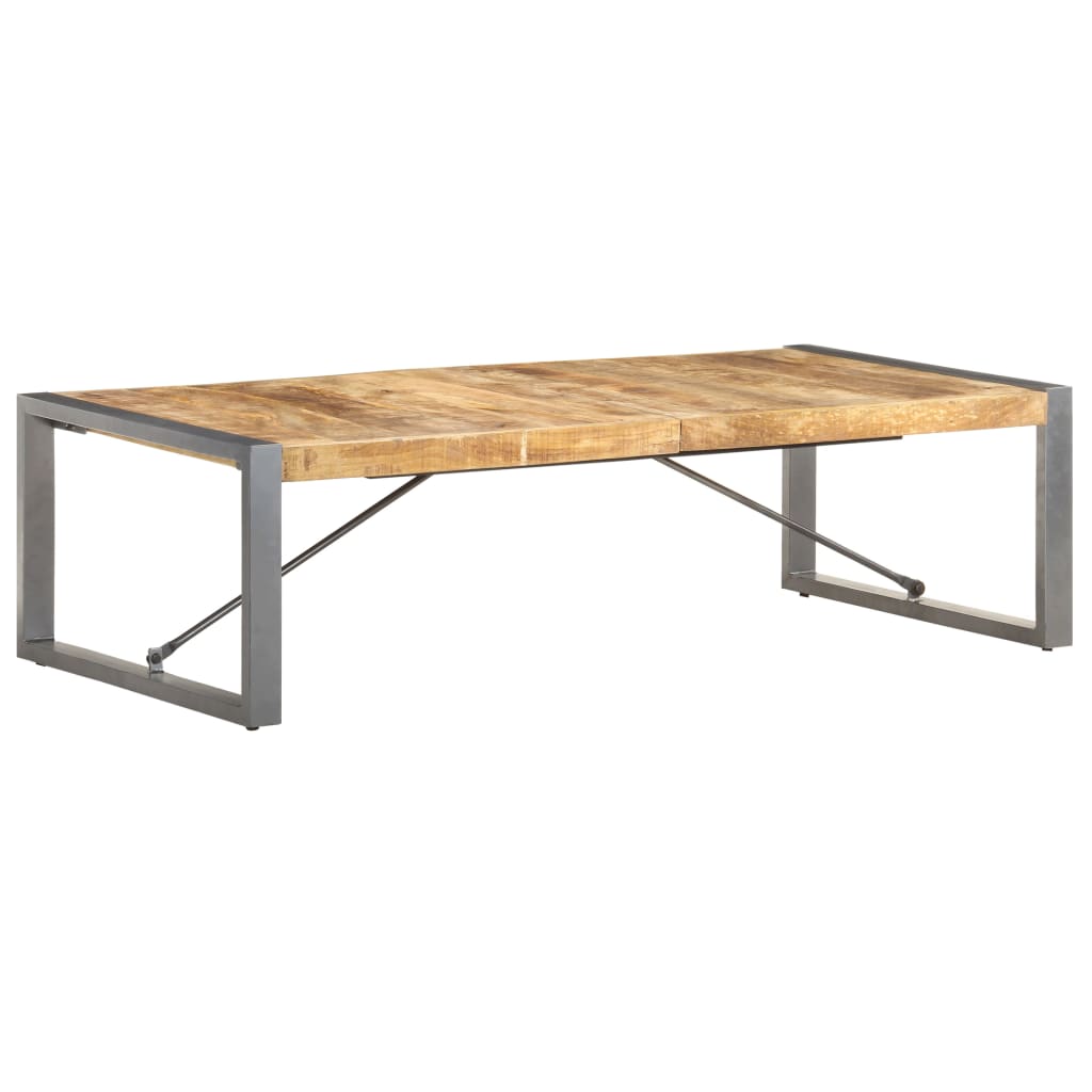 Vidaxl Mesa de Centro Madera de Mango Rugosa Negro 140x70x40 Cm
