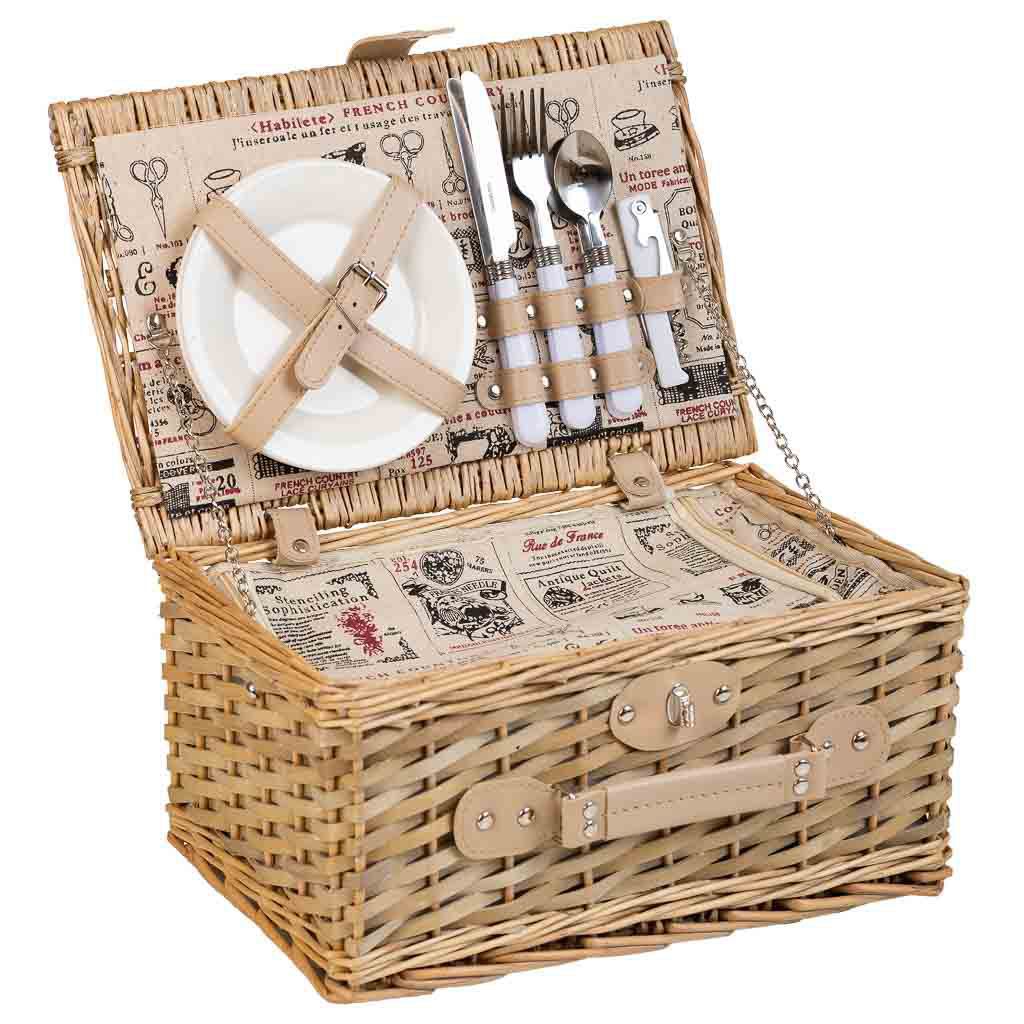 Cesta De Picnic 2 Servicios Gris 26x38x19cm, El mejor complemento para tu hogar