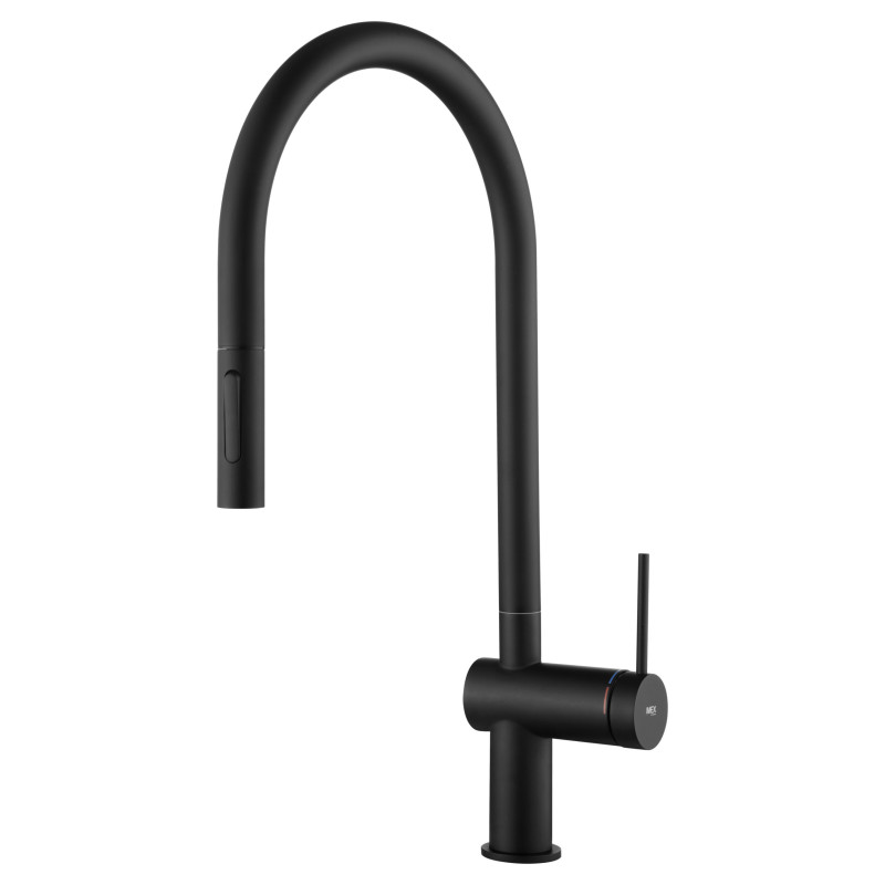 Imex Berna GCE026/NG grifo de cocina monomando extraíble con difusor doble jet acabado negro mate