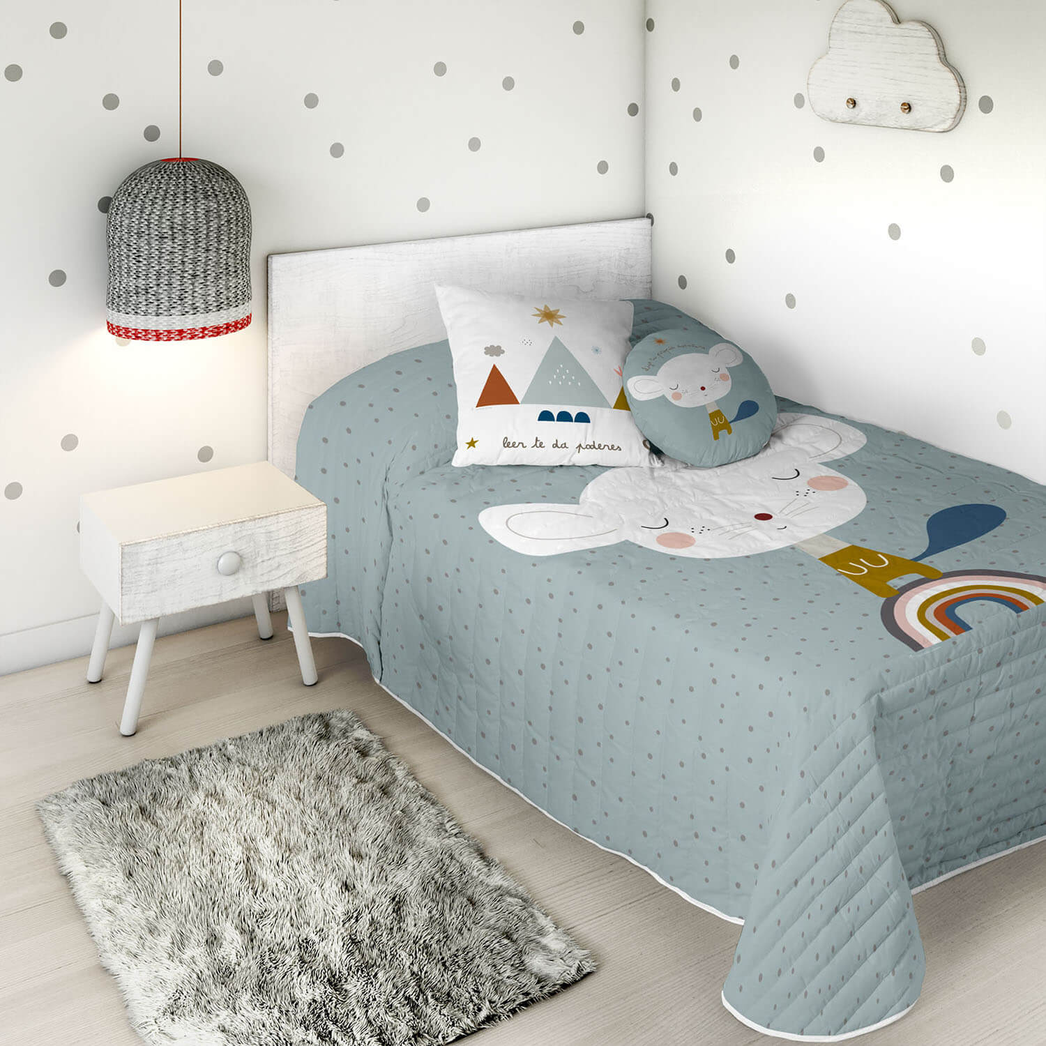 HACIENDO EL INDIO - Colcha Bouti Infantil Estampada 100% Algodón - Relleno 70 gramos -  Cubrecama Ligero Acolchado - Ideal para Primavera y Verano - Disponible para Cama 90/105 cm - Fabricada en España