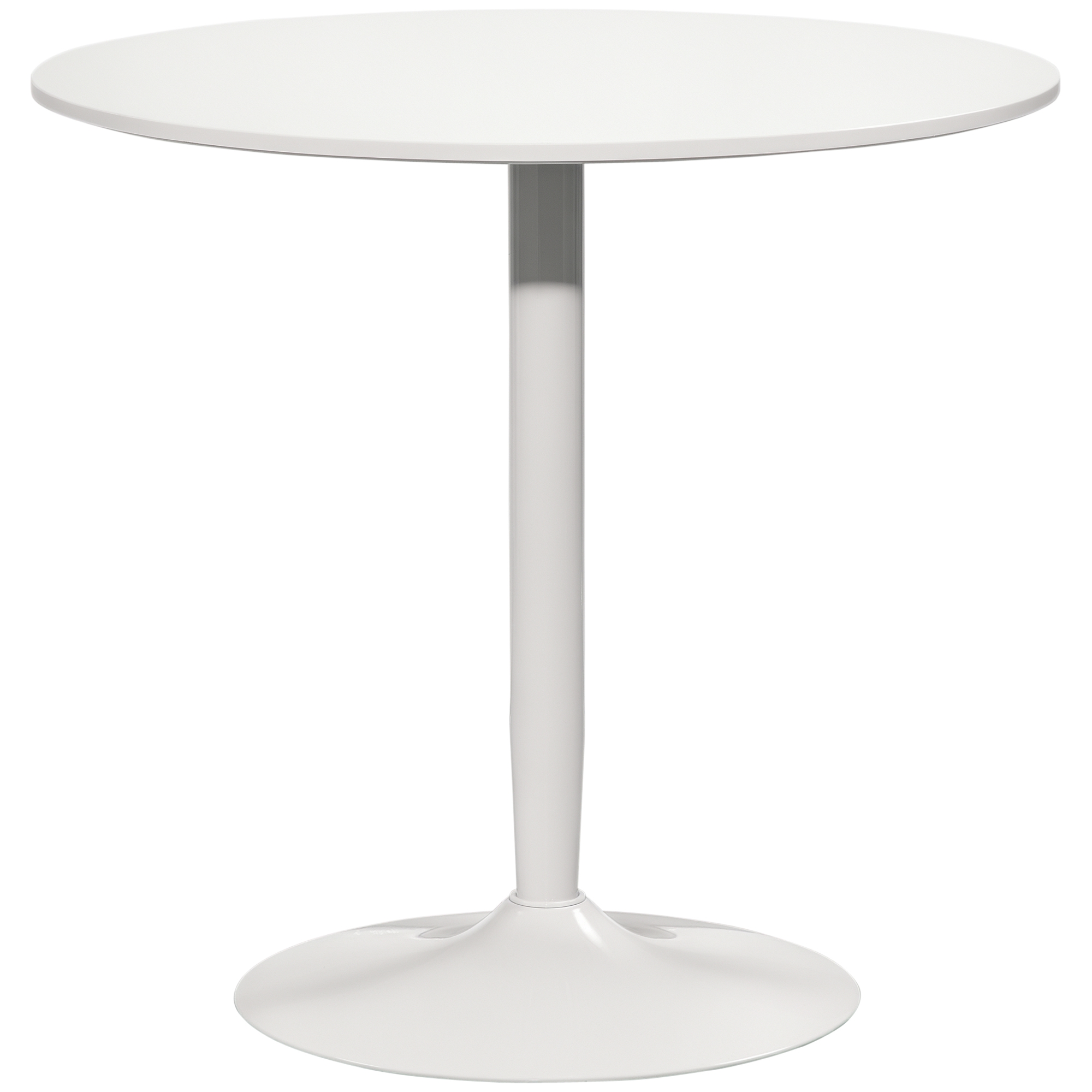 HOMCOM Mesa de Comedor Redonda Mesa de Cocina Moderna Ø70x75 cm para 2 Personas con Base de Acero y Almohadillas Antideslizantes para Salón Blanco