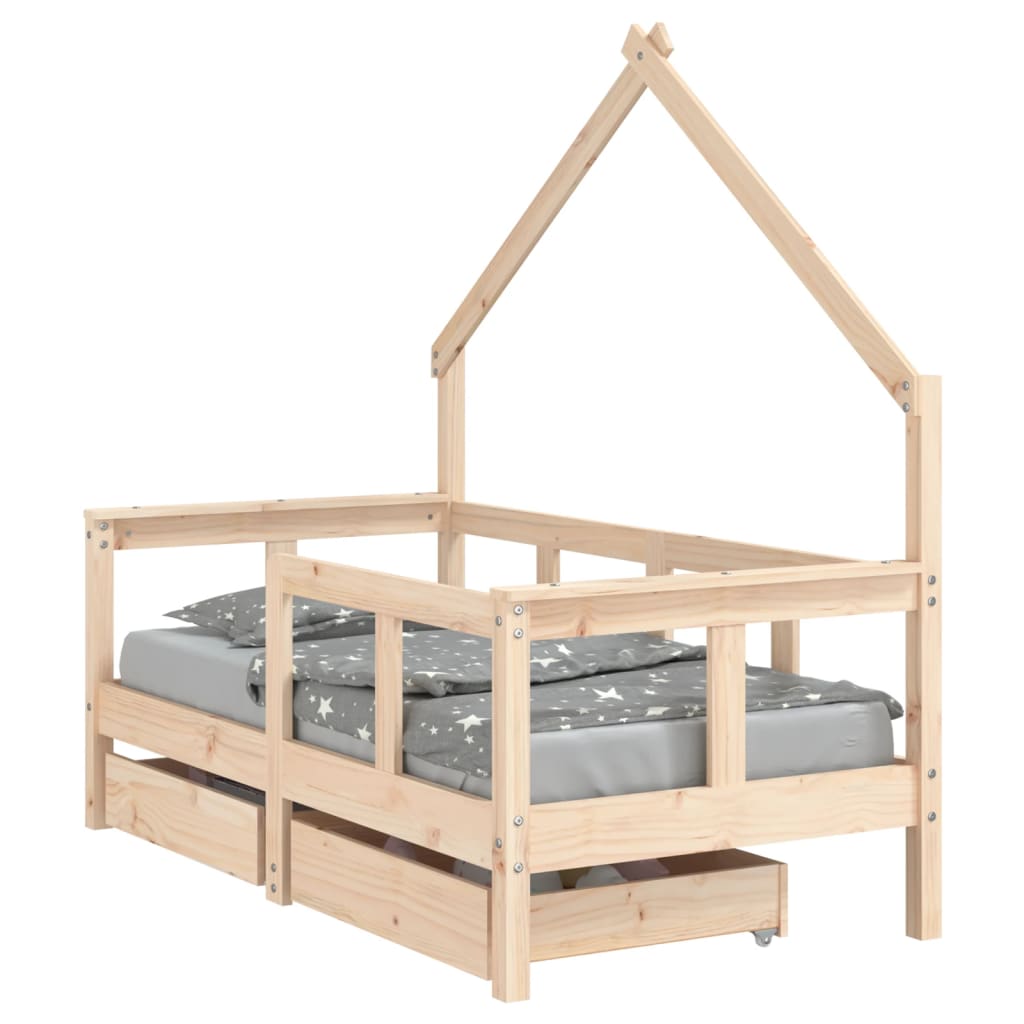 vidaXL Estructura cama niños con cajones madera pino 70x140 cm