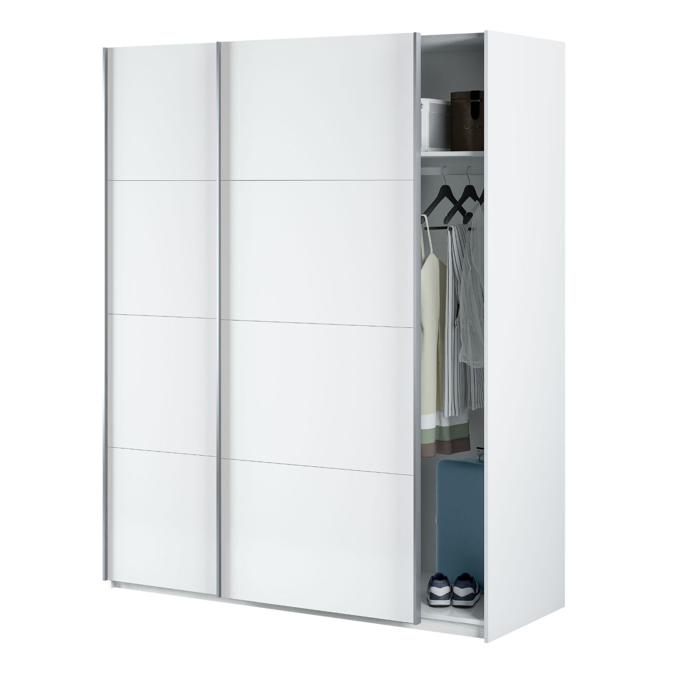 Miroytengo Armario ropero 2 puertas Correderas color Blanco artik Dormitorio Habitación Matrimonio Juvenil 200x150x60 cm