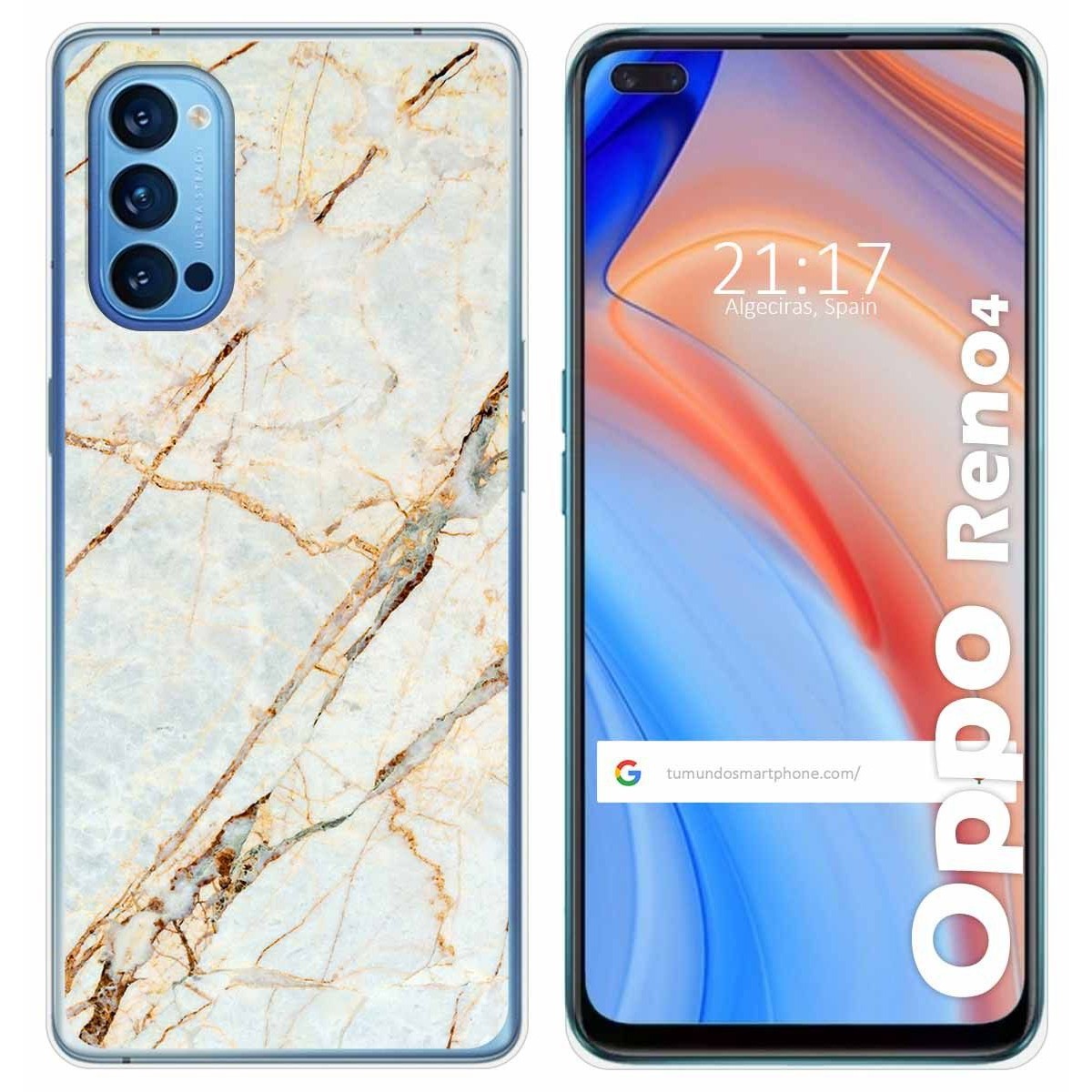 Tumundosmartphone Funda Gel Tpu para Oppo Reno 4 5G diseño Mármol 13 Dibujos
