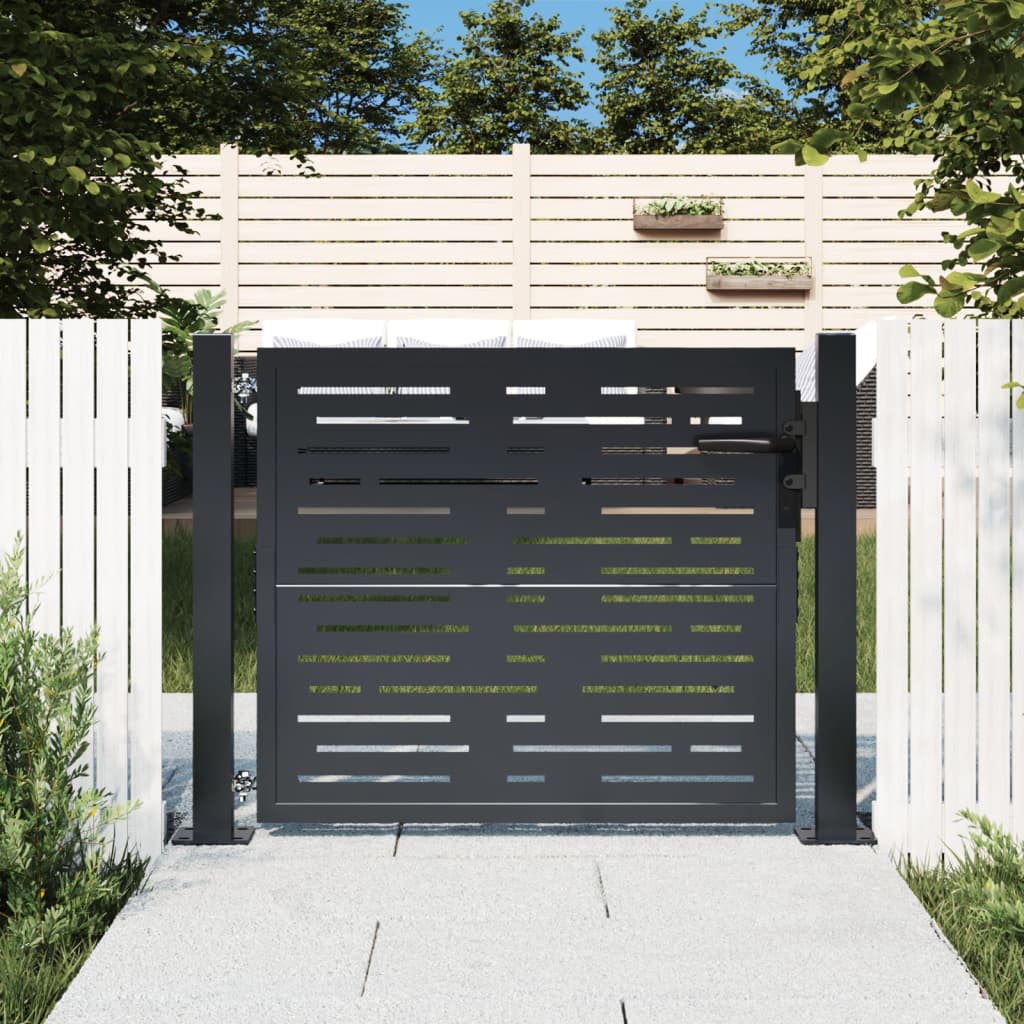 vidaXL Puerta de jardín acero gris antracita diseño cuadrado Dimensiones 105 x 80 cm,  105 x 105 cm,  105 x 130 cm y mas
