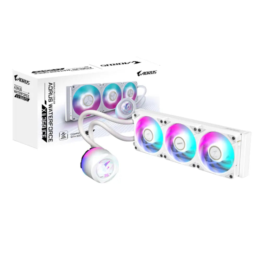 Refrigeración Líquida GIGABYTE AORUS WATERFORCE X II 360 ICE 360mm 3 Ventiladores ARGB Pantalla LCD Blanco