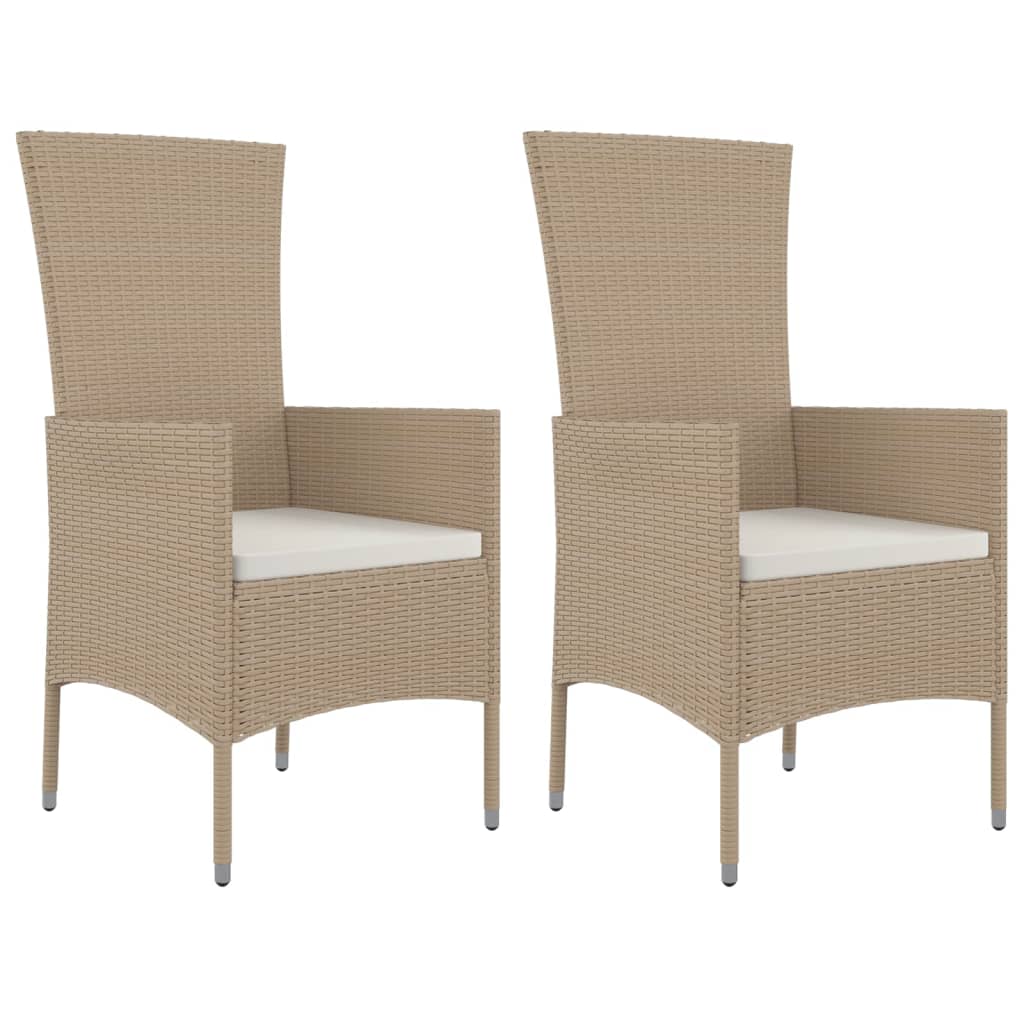 vidaXL Sillas de jardín con cojines ratán sintético beige Set de 2/4