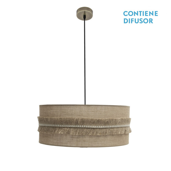 ABRILA  Colgante Beige Con Pantalla De Flecos De La Serie Kala